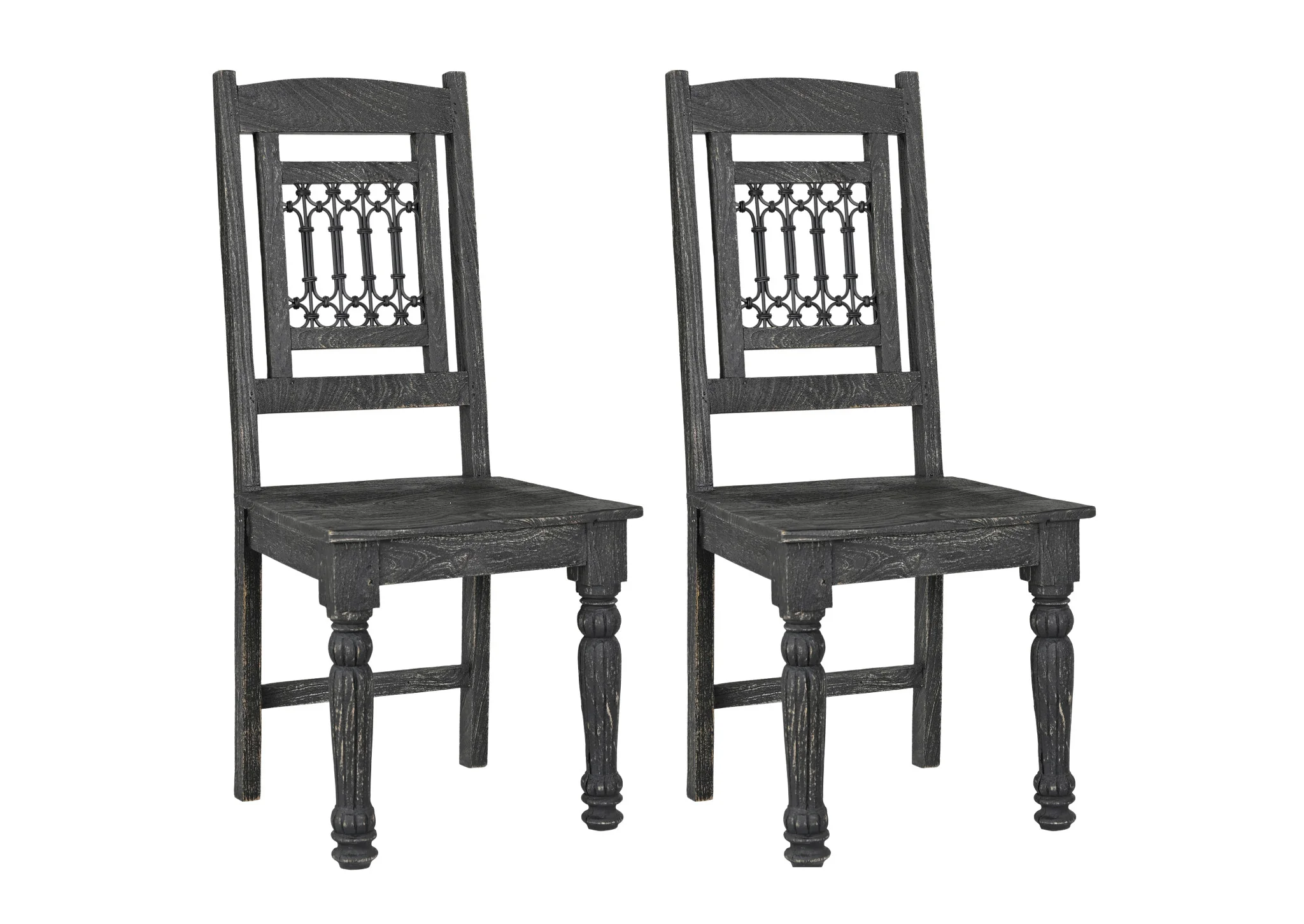 Set of Two Black Wood Slat Back Dining Side Chairs By Homeroots - Image 7