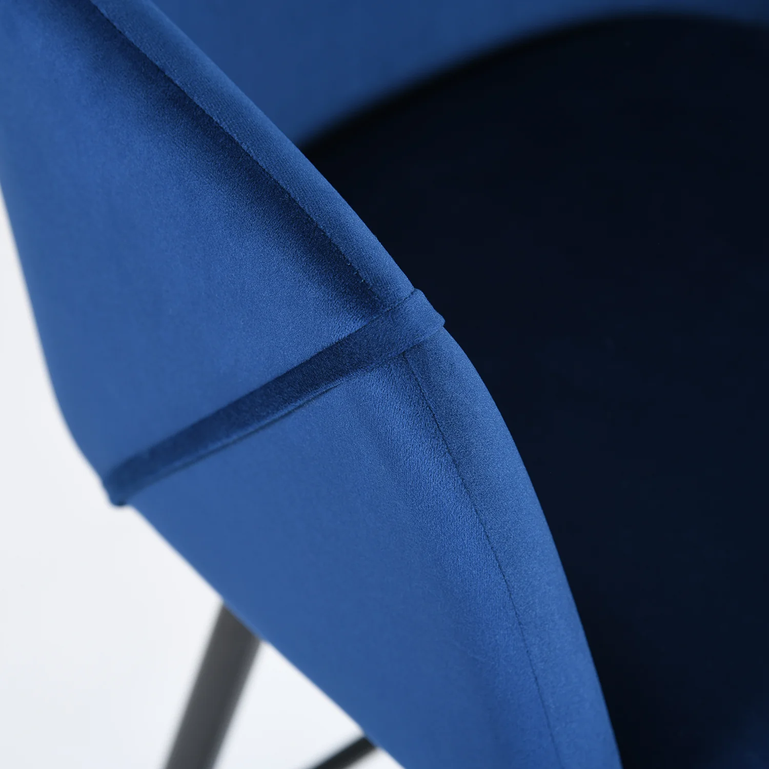 Set of Two Blue And Black Velvet And Steel Low Back Bar Height Bar Chairs By Homeroots - Image 2