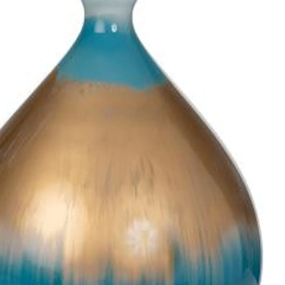 Set of Two Blue and Gold Ombre Glass Table Lamps With White Empire Shade By Homeroots - Image 3
