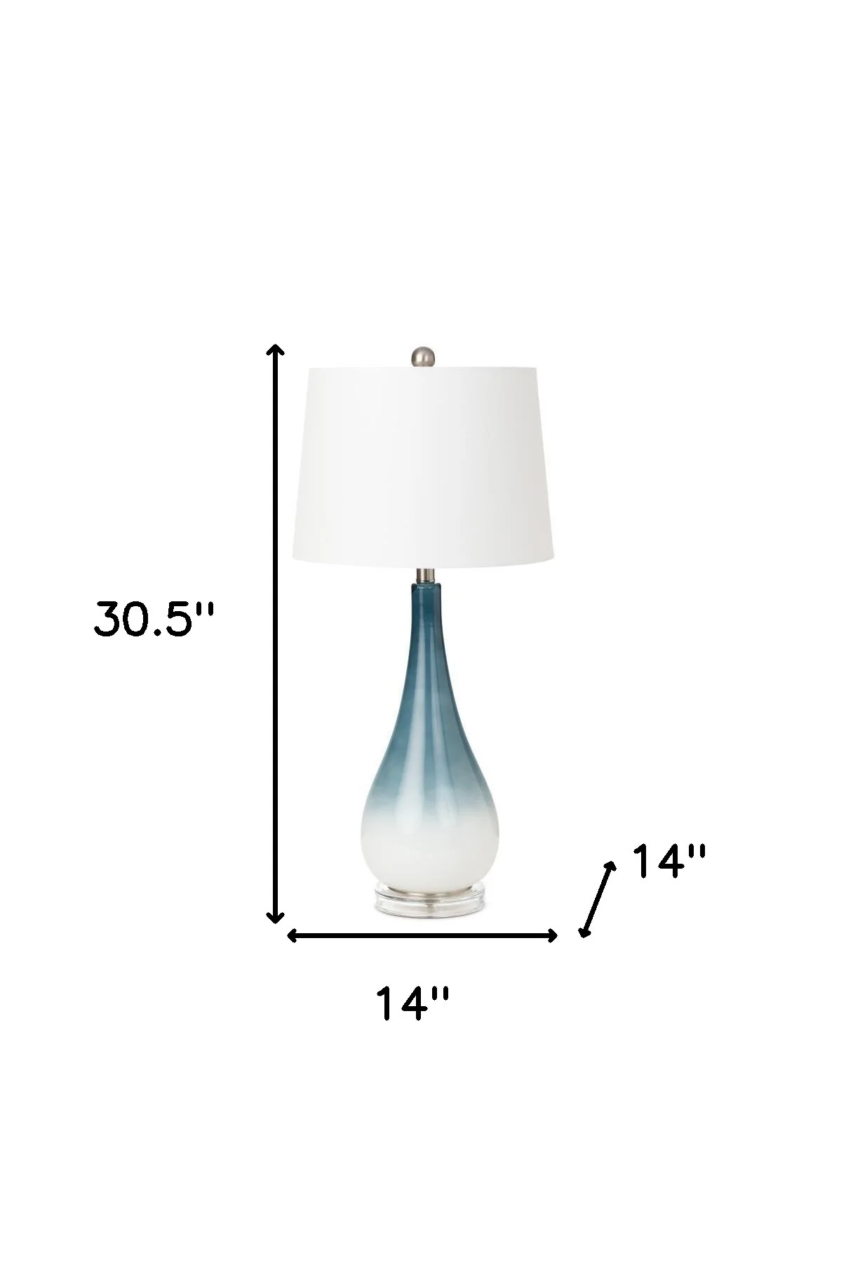 Set of Two Blue and White Glass Table Lamps With White Empire Shade By Homeroots - Image 6