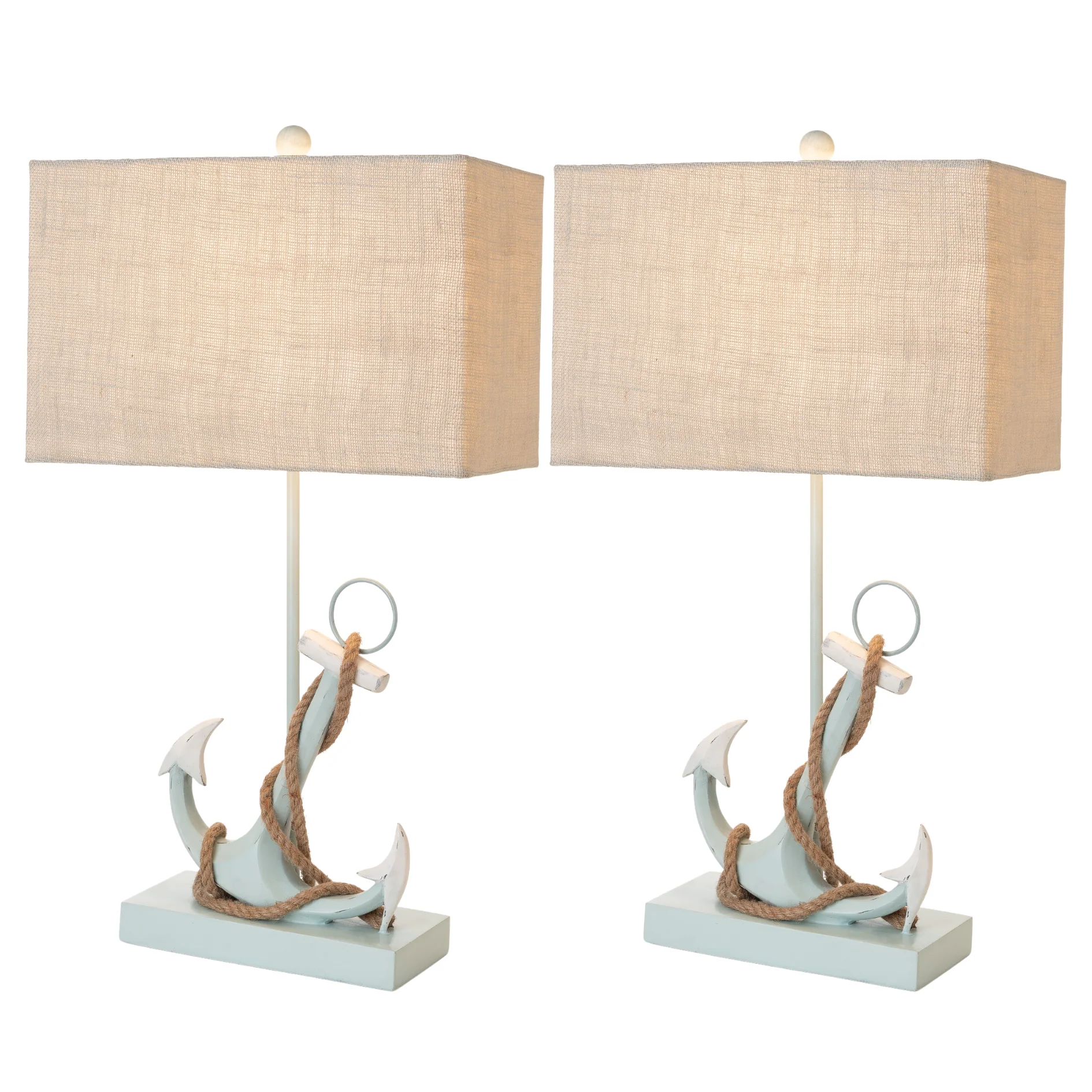 Set of Two Blue Coastal Anchor Table Lamps With Beige Shade By Homeroots - Image 4