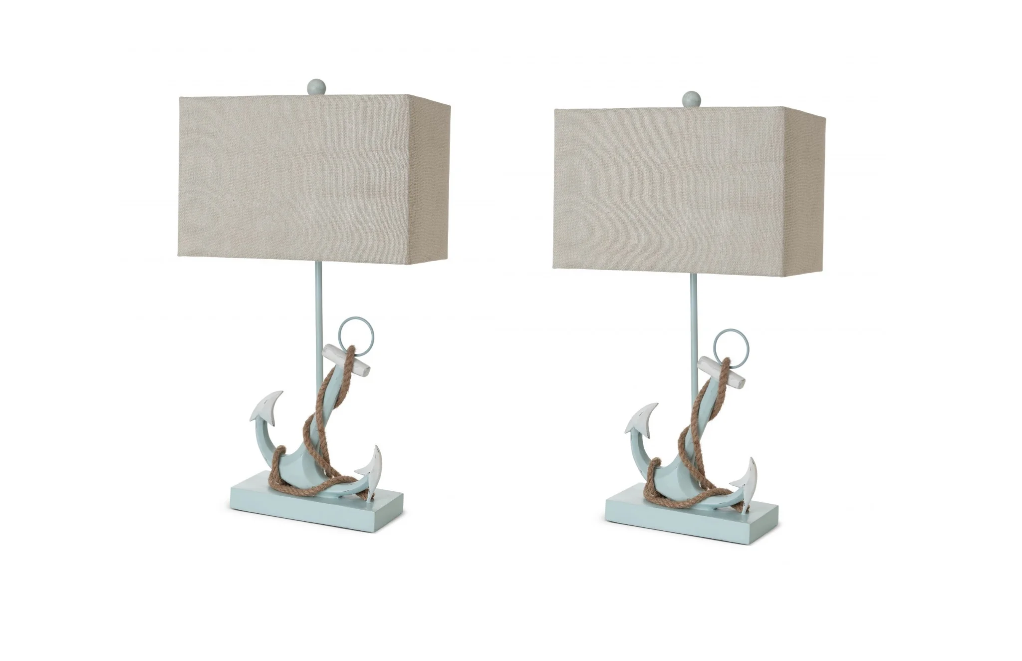 Set of Two Blue Coastal Anchor Table Lamps With Beige Shade By Homeroots - Image 5