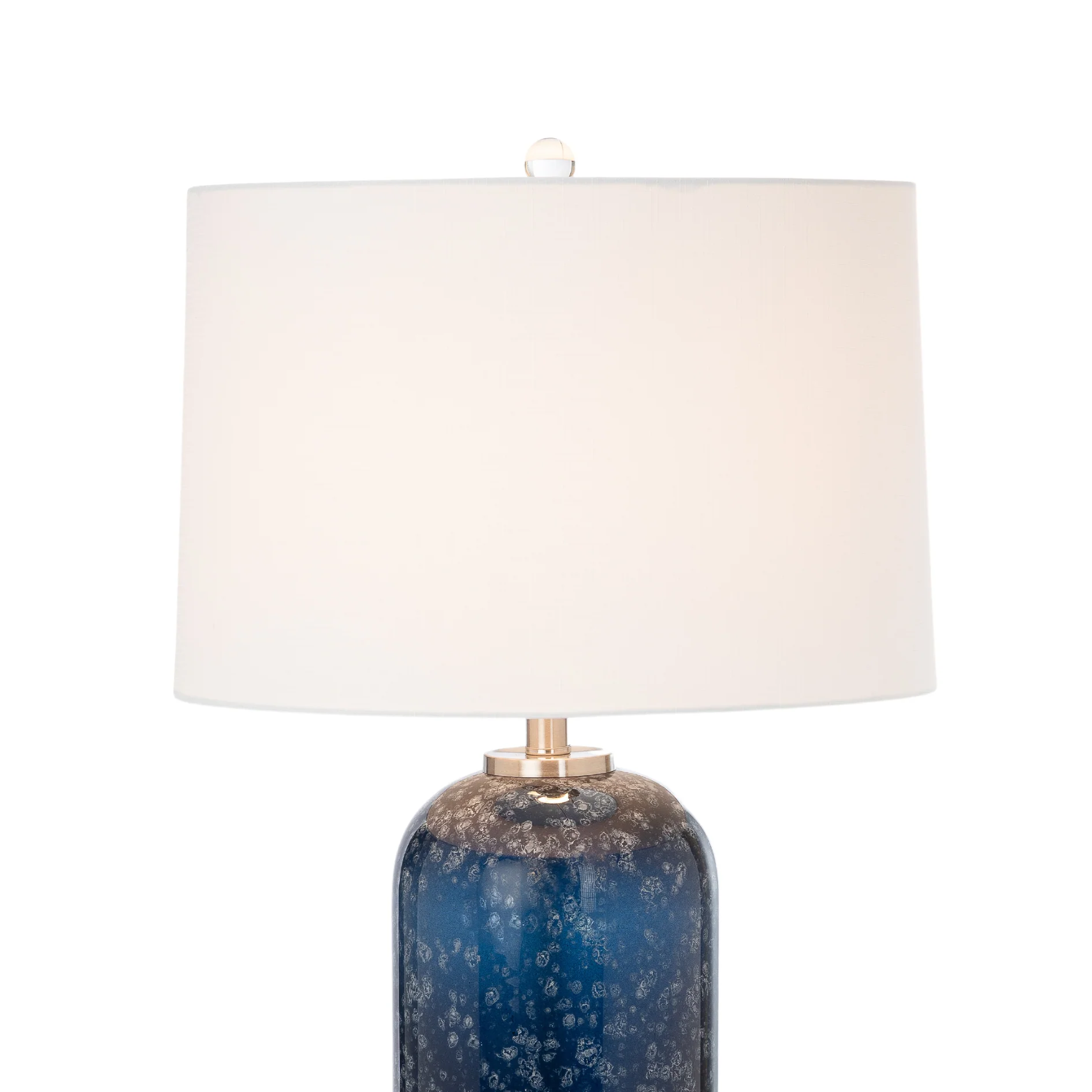 Set of Two Blue Crystal Table Lamp With White Drum Shade By Homeroots - Image 5