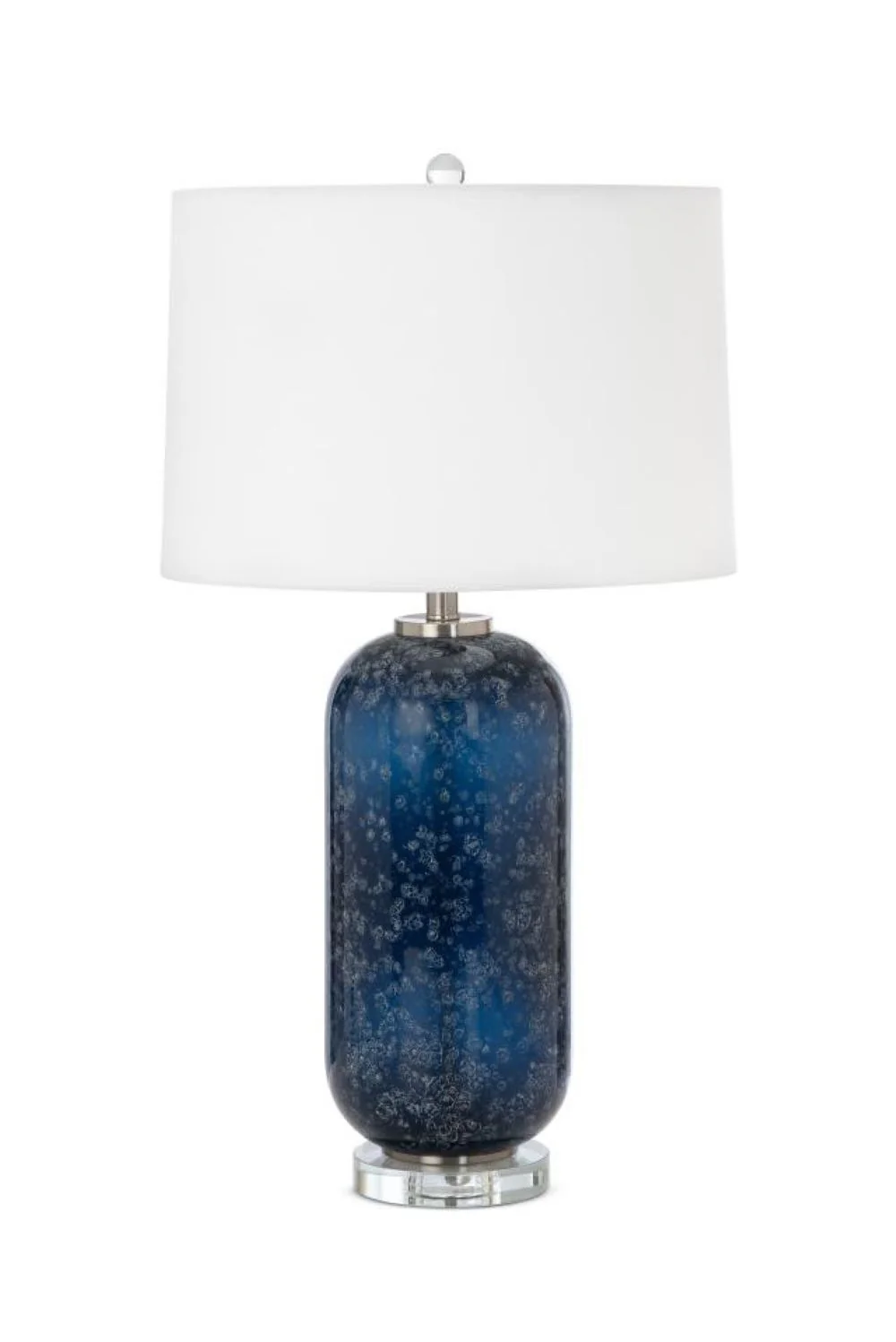 Set of Two Blue Crystal Table Lamp With White Drum Shade By Homeroots - Image 6