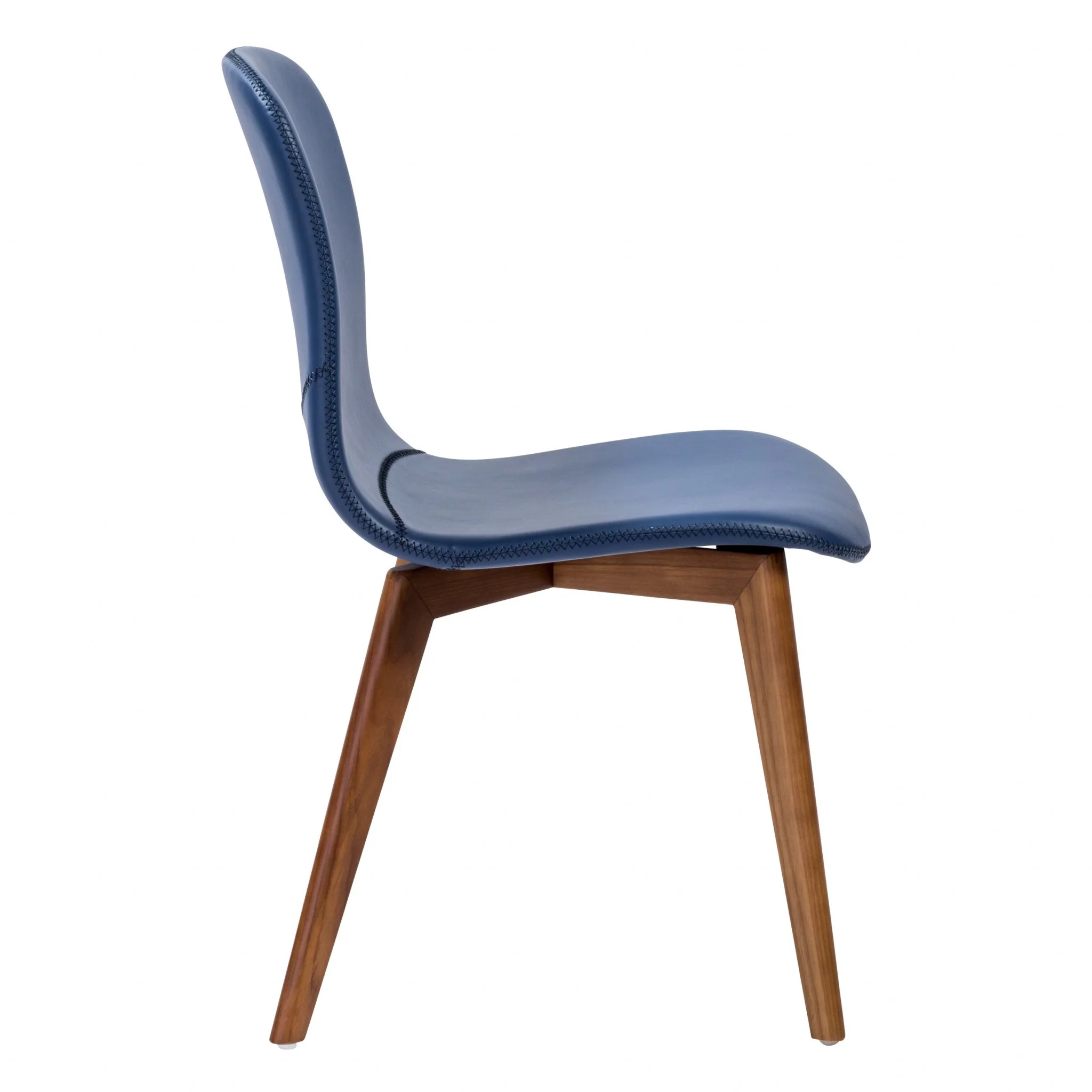 Set Of Two Blue Faux Leather And Walnut Dining Or Side Chairs By Homeroots - Image 3