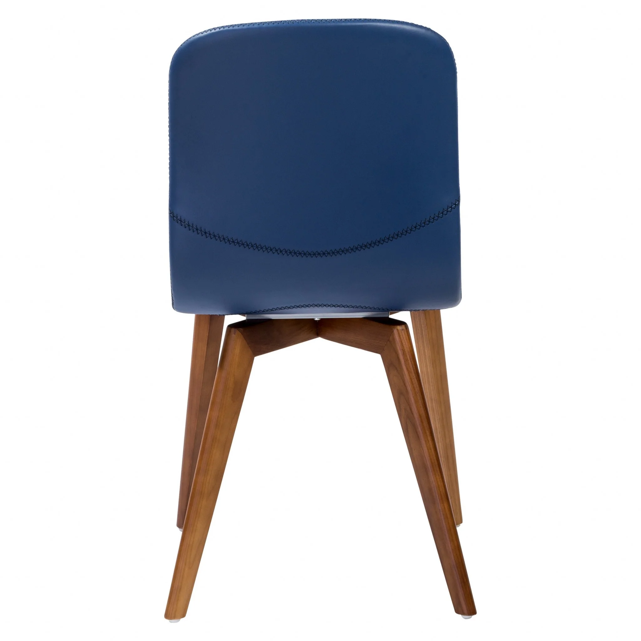 Set Of Two Blue Faux Leather And Walnut Dining Or Side Chairs By Homeroots - Image 5