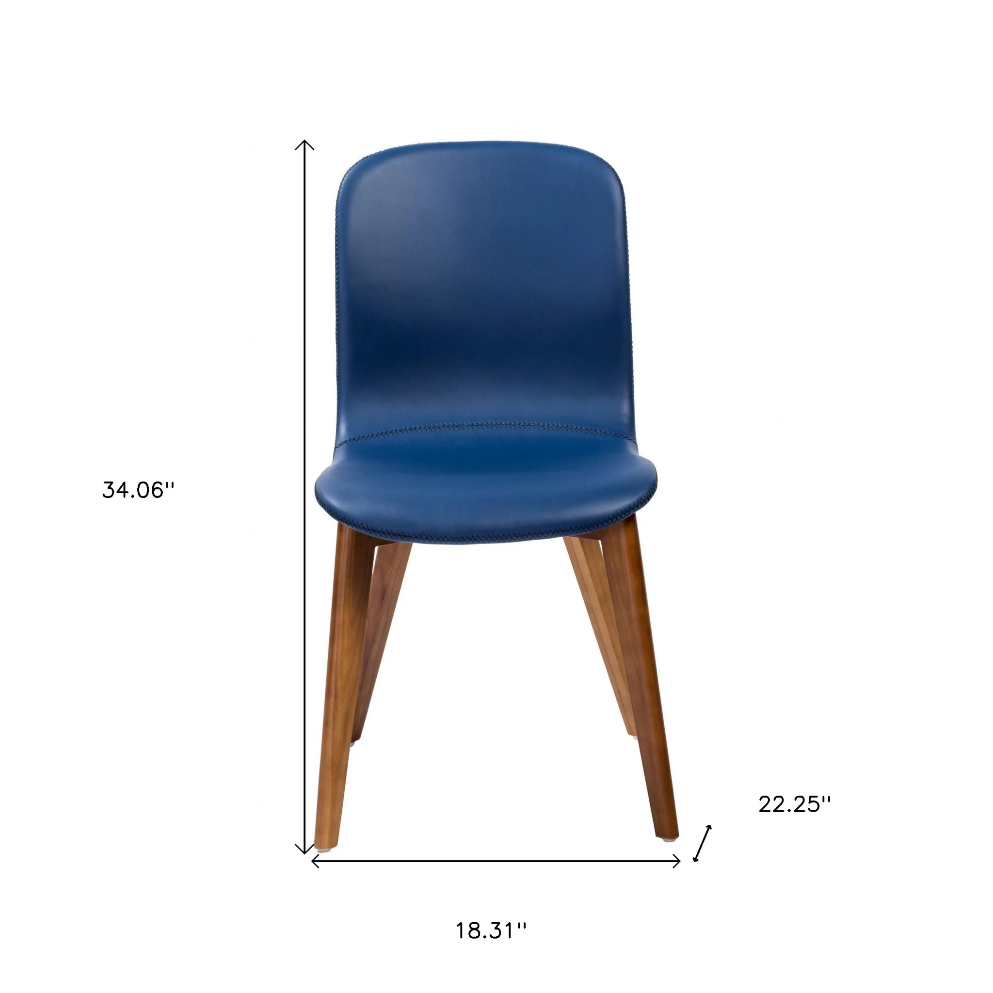 Set Of Two Blue Faux Leather And Walnut Dining Or Side Chairs By Homeroots - Image 6