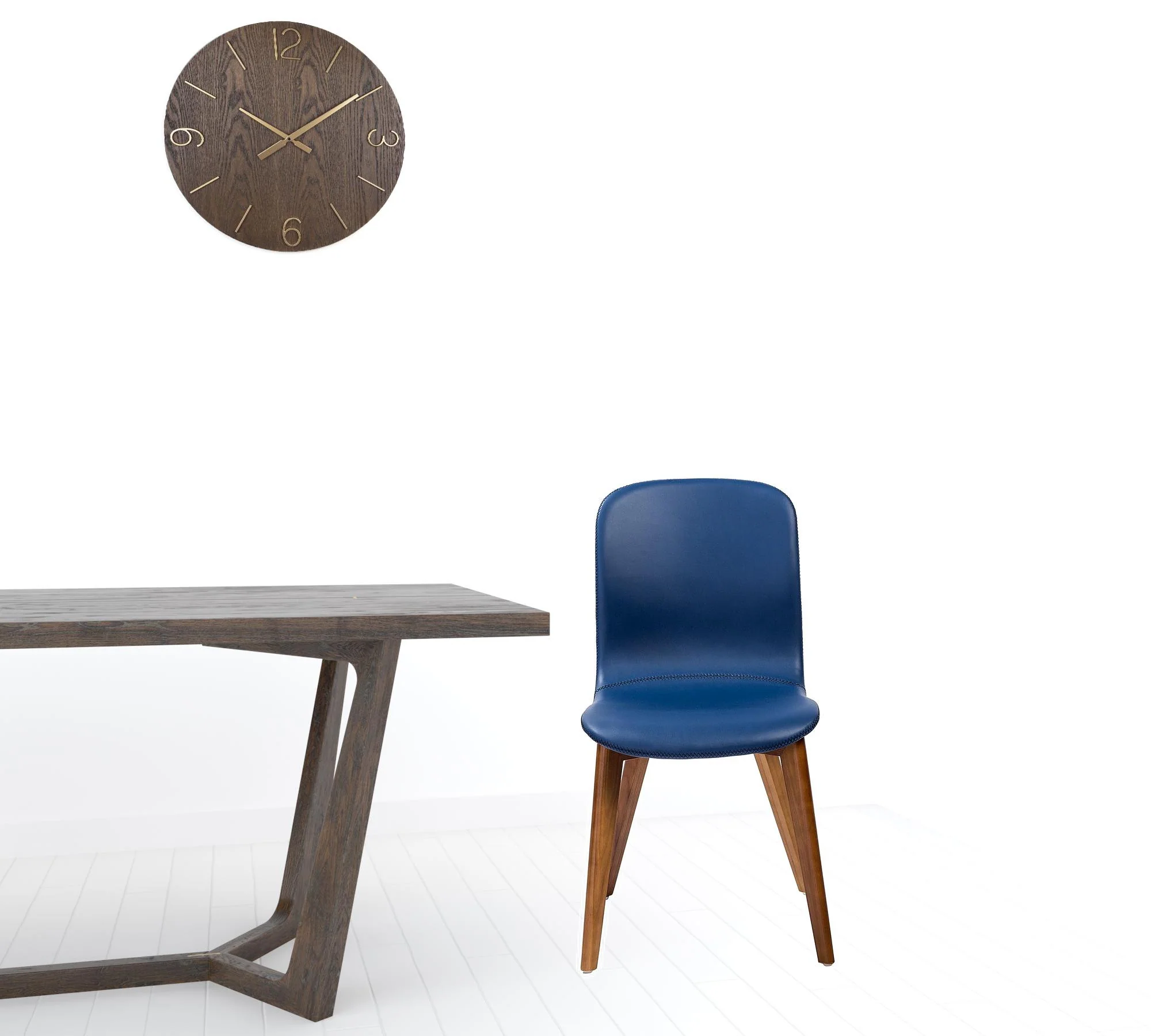 Set Of Two Blue Faux Leather And Walnut Dining Or Side Chairs By Homeroots - Image 7