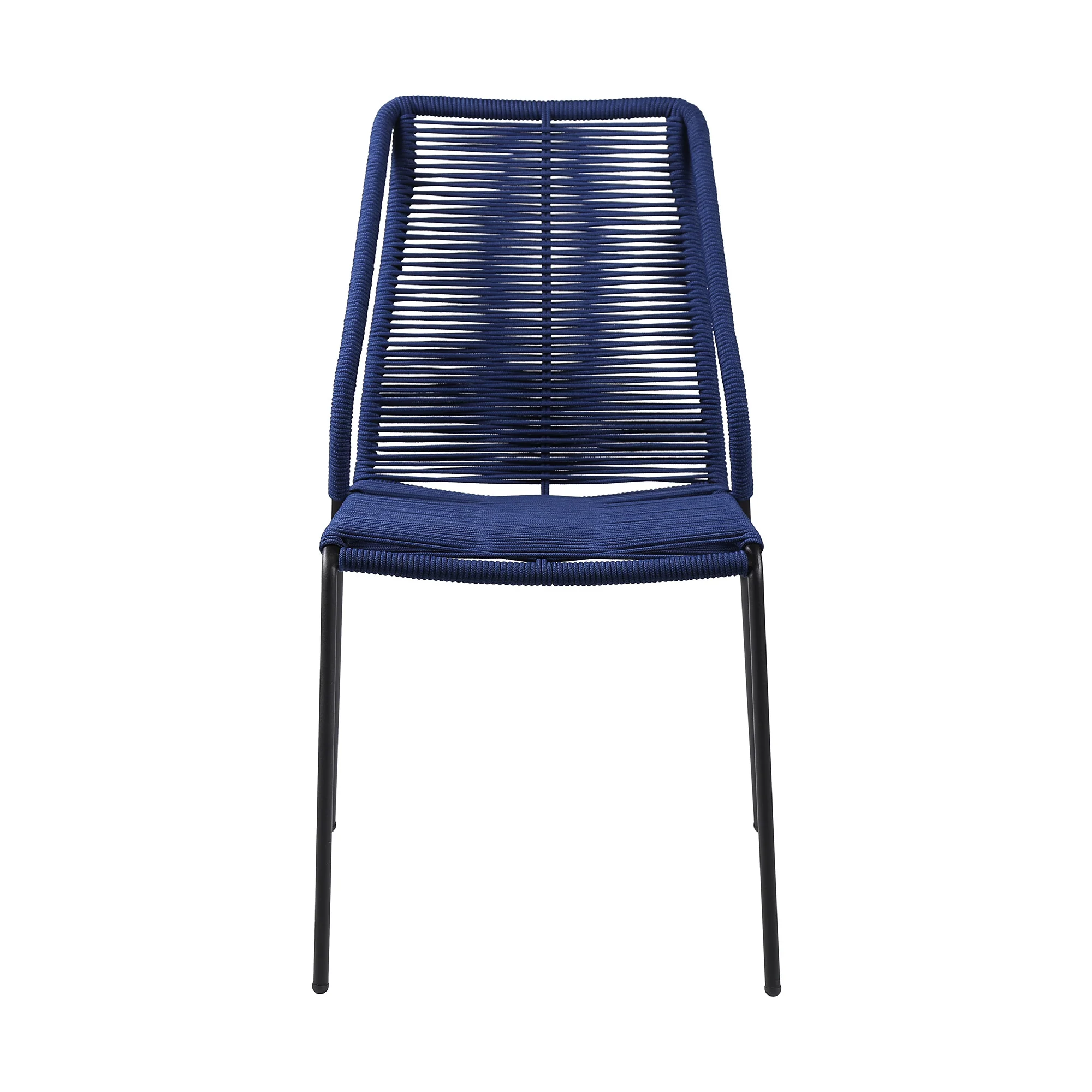 Set of Two Blue Metal Outdoor Dining Chair By Homeroots - Image 3