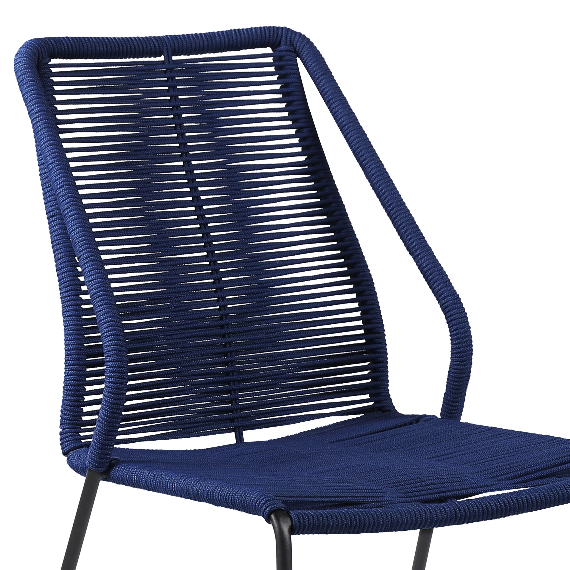 Set of Two Blue Metal Outdoor Dining Chair By Homeroots - Image 6