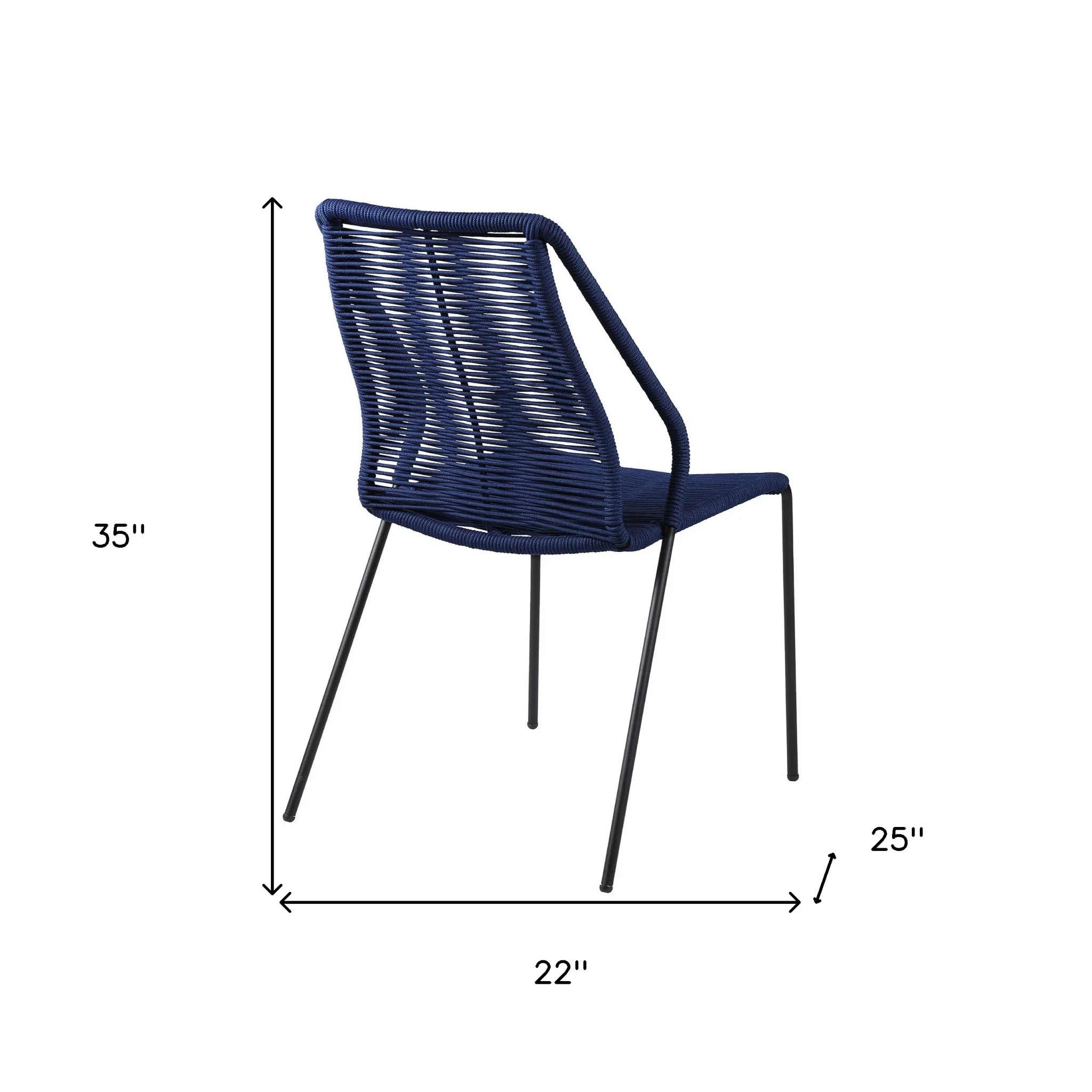 Set of Two Blue Metal Outdoor Dining Chair By Homeroots - Image 7
