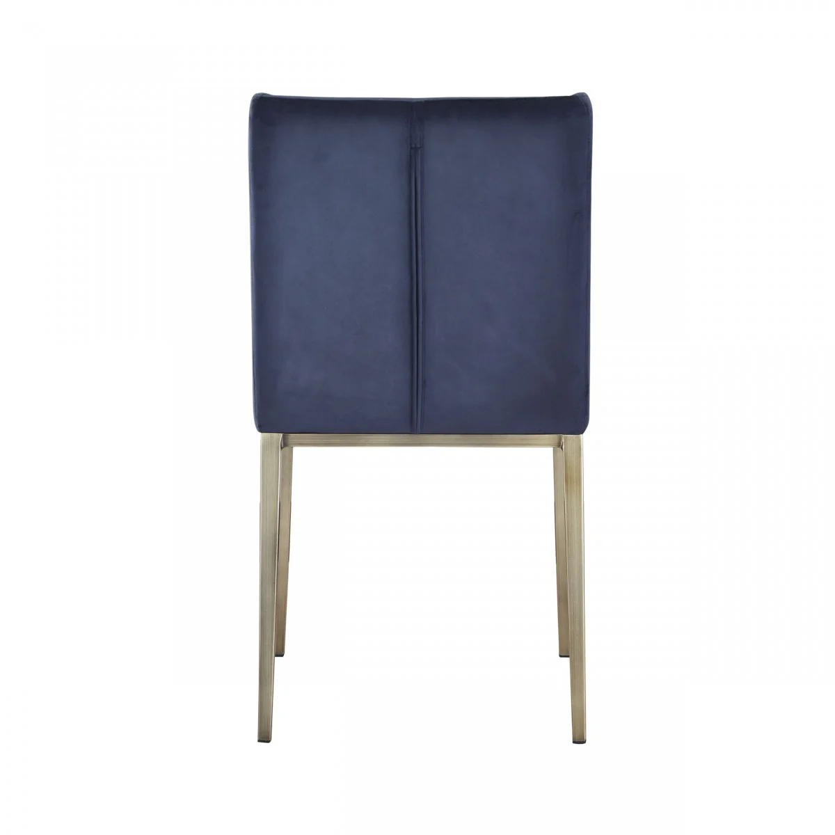 Set of Two Blue Velvet Antique Brass Contemporary Dining Chairs By Homeroots - Image 4