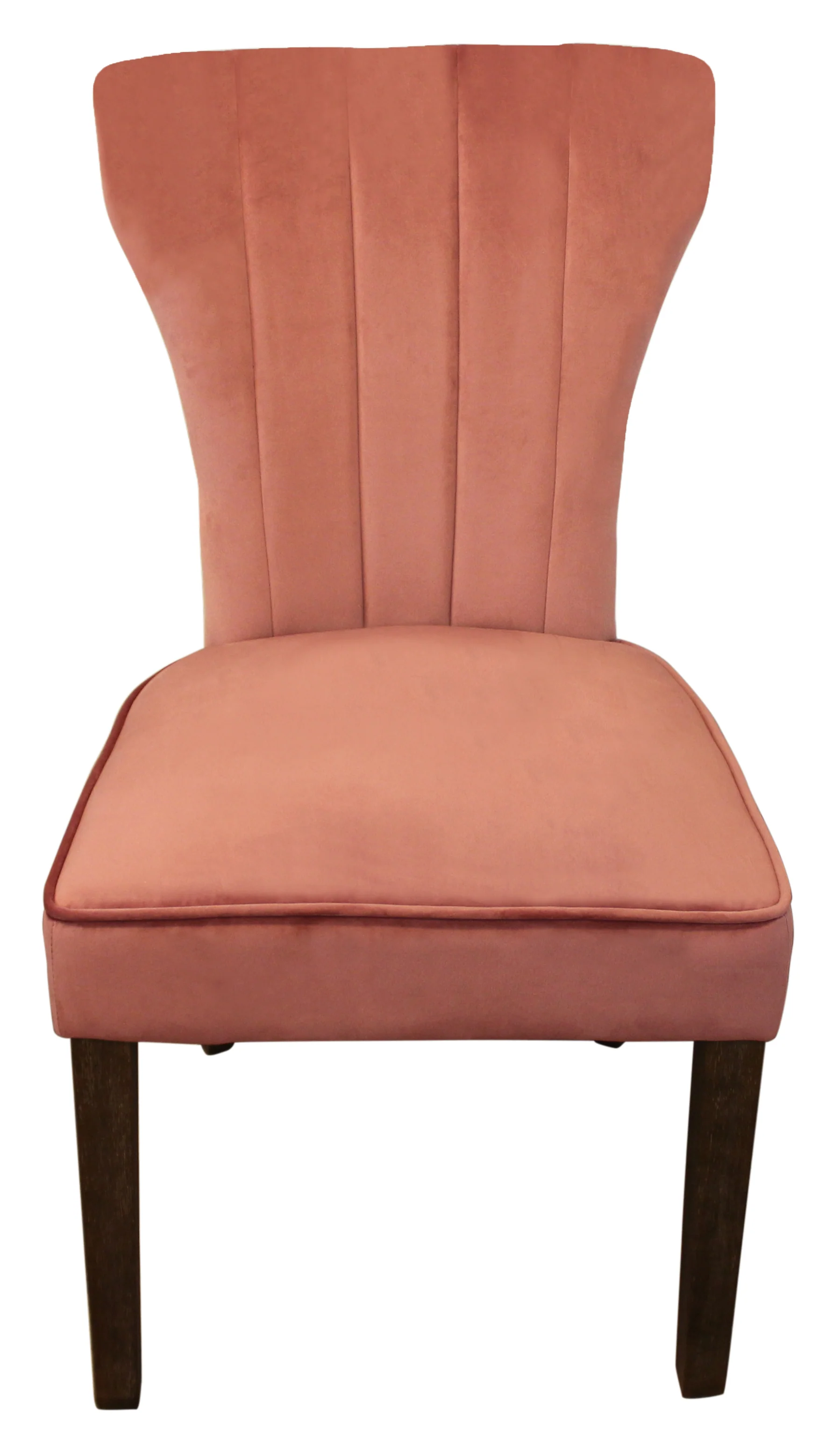 Set of Two Blush And Brown Upholstered Velvet Dining Parsons Chairs By Homeroots - Image 2