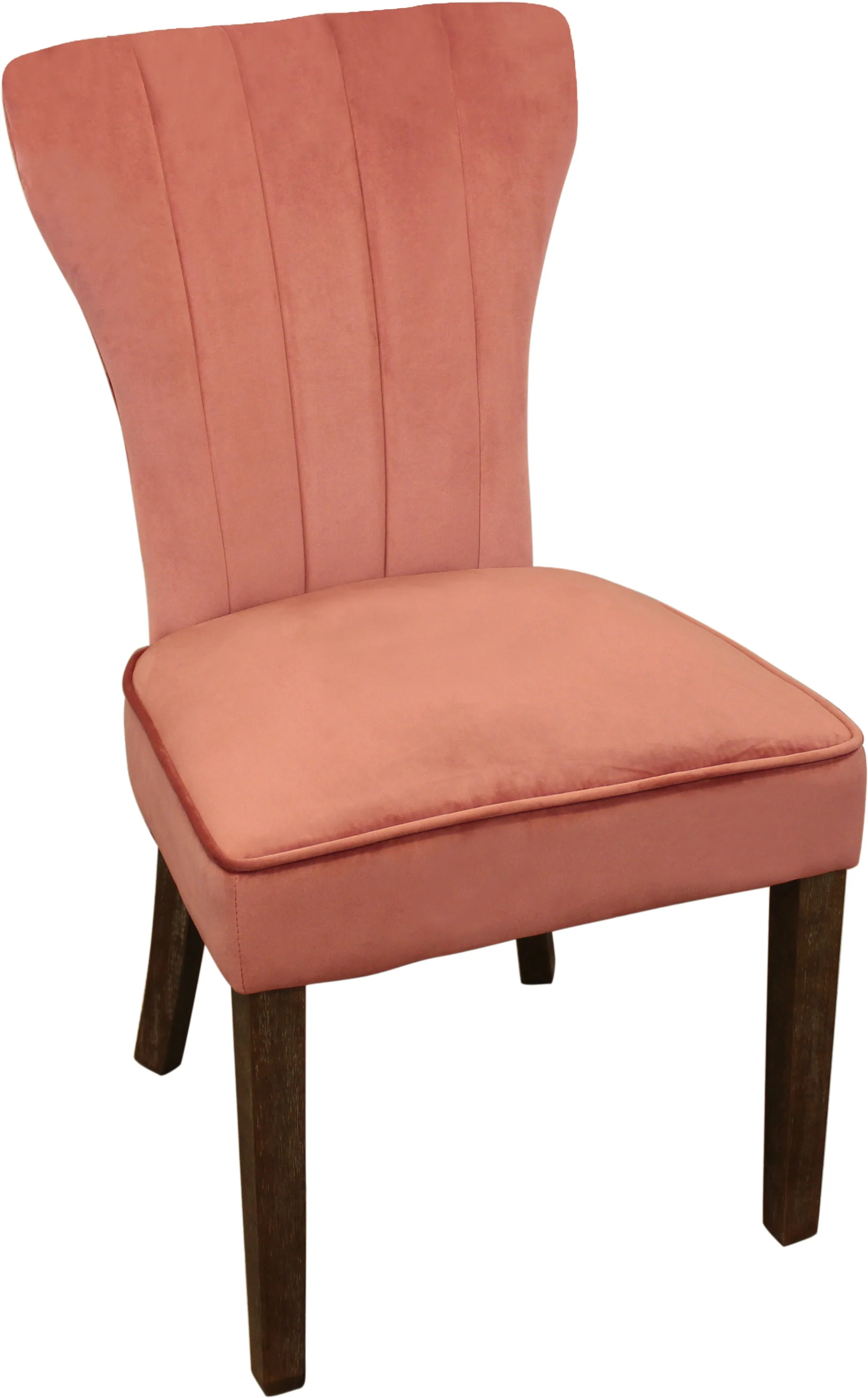 Set of Two Blush And Brown Upholstered Velvet Dining Parsons Chairs By Homeroots - Image 3