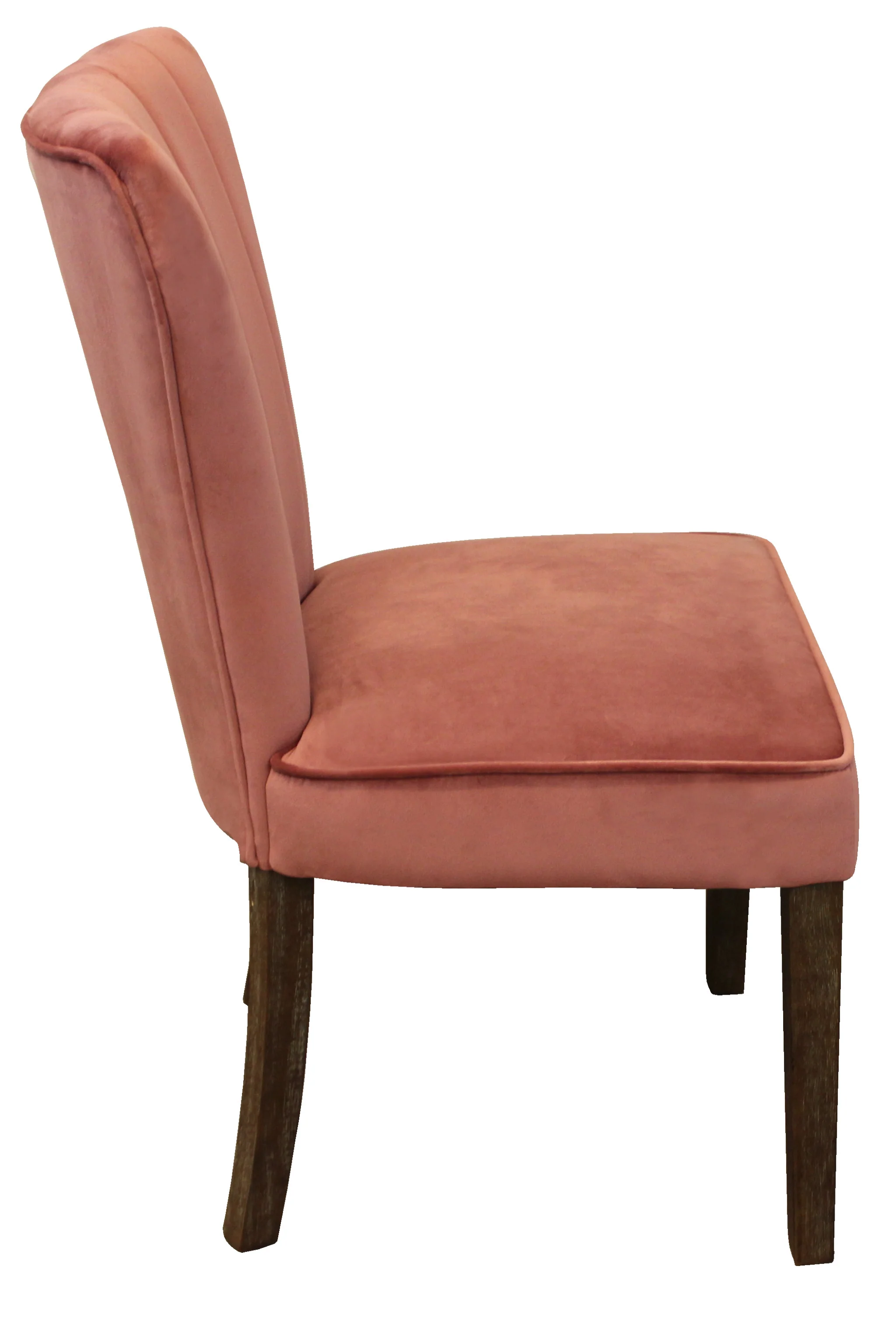 Set of Two Blush And Brown Upholstered Velvet Dining Parsons Chairs By Homeroots - Image 4