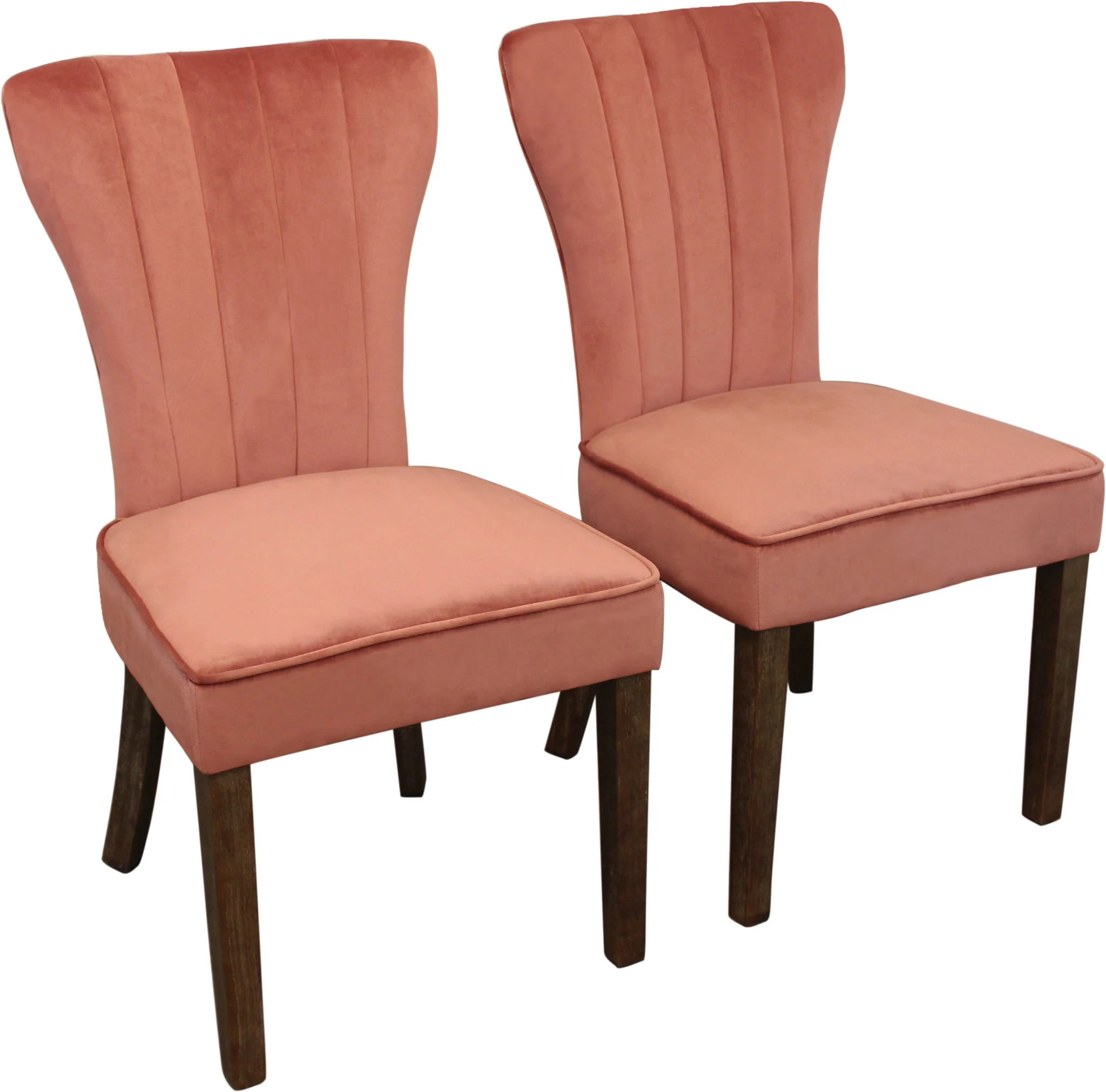 Set of Two Blush And Brown Upholstered Velvet Dining Parsons Chairs By Homeroots - Image 6