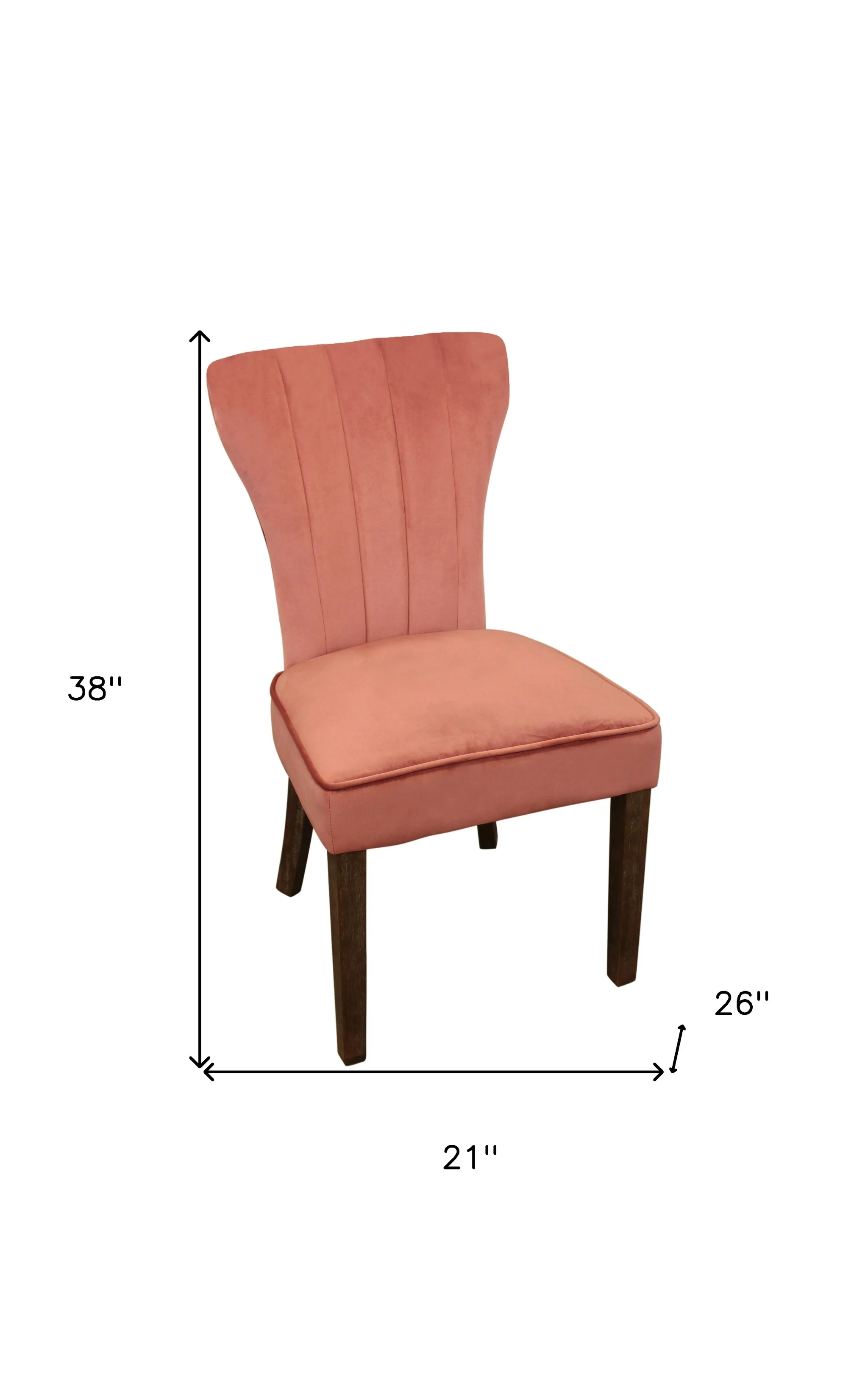 Set of Two Blush And Brown Upholstered Velvet Dining Parsons Chairs By Homeroots - Image 7