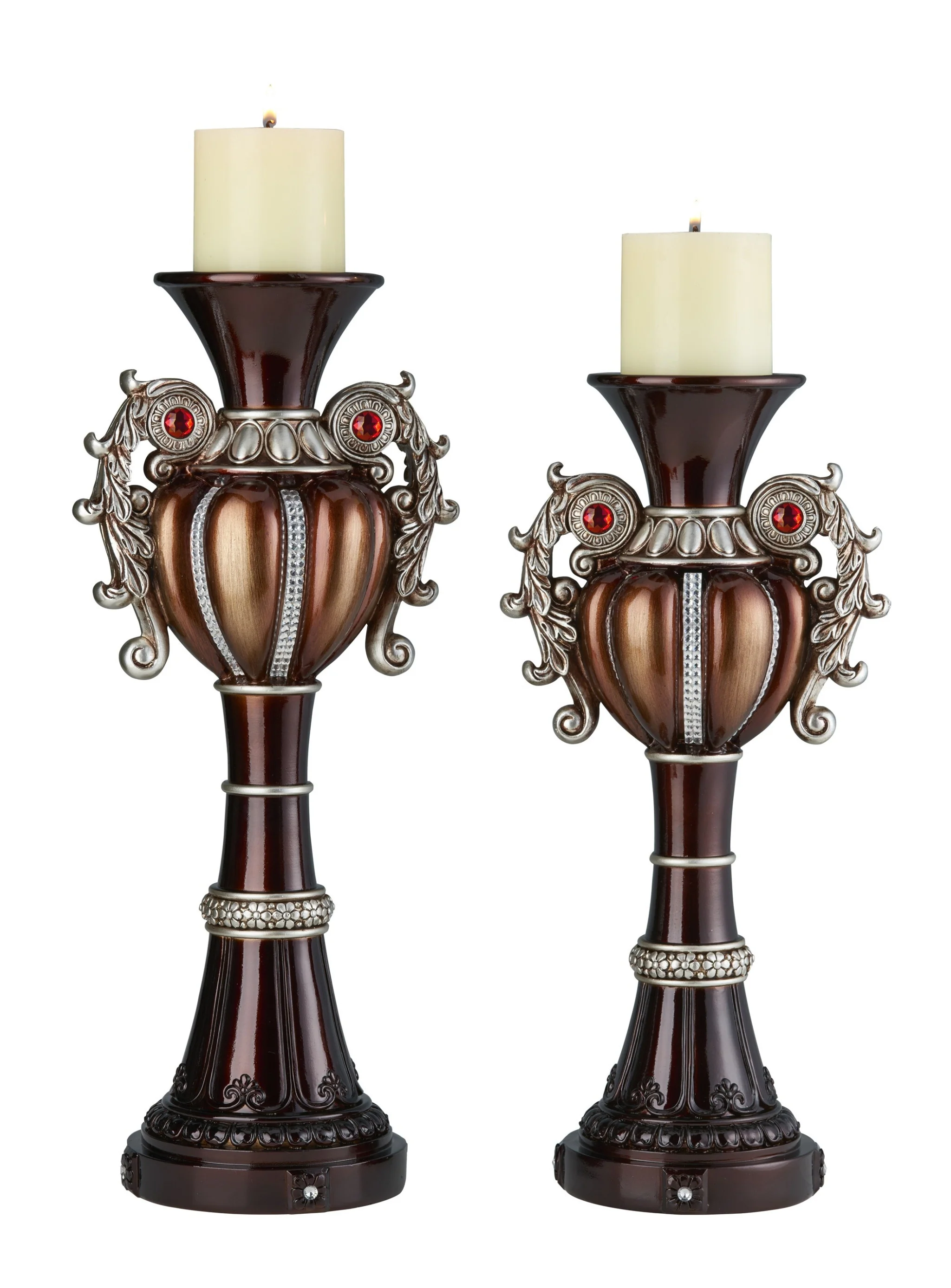 Set Of Two Bronze Tabletop Urn Shape Pillar Candle Holders By Homeroots - Image 2