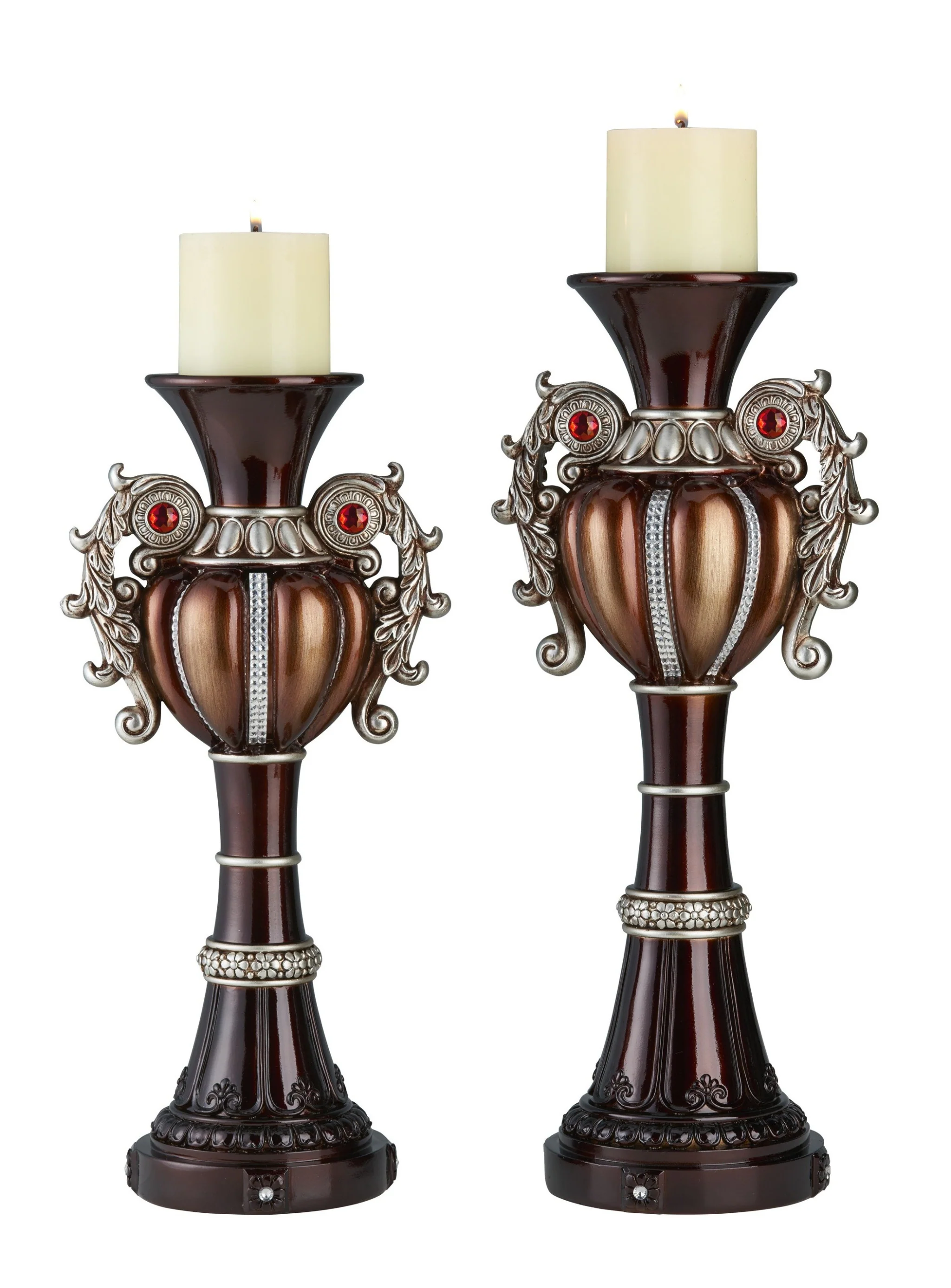 Set Of Two Bronze Tabletop Urn Shape Pillar Candle Holders By Homeroots - Image 3