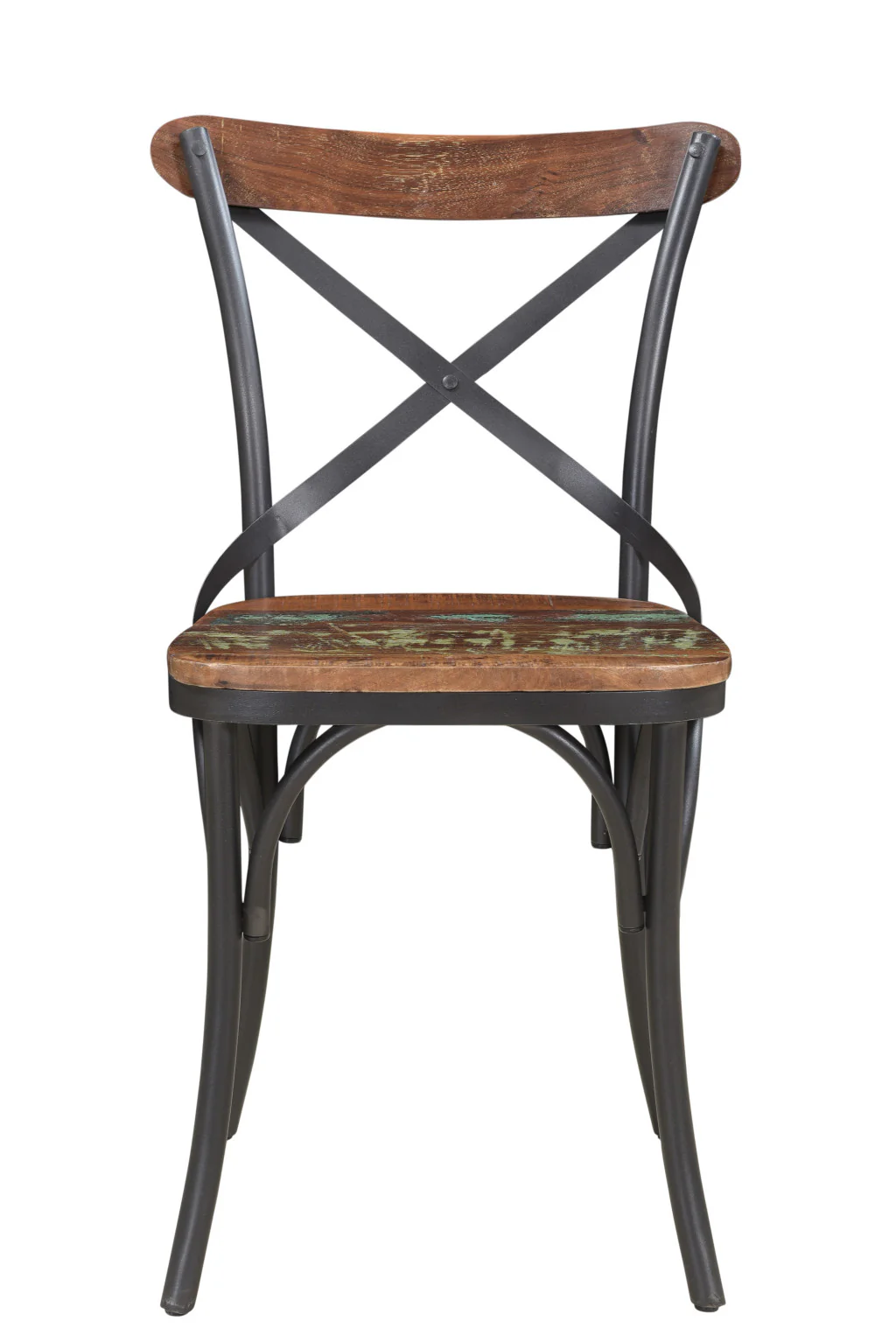 Set of Two Brown And Black Metal And Wood Cross Back Dining Side Chairs By Homeroots - Image 2