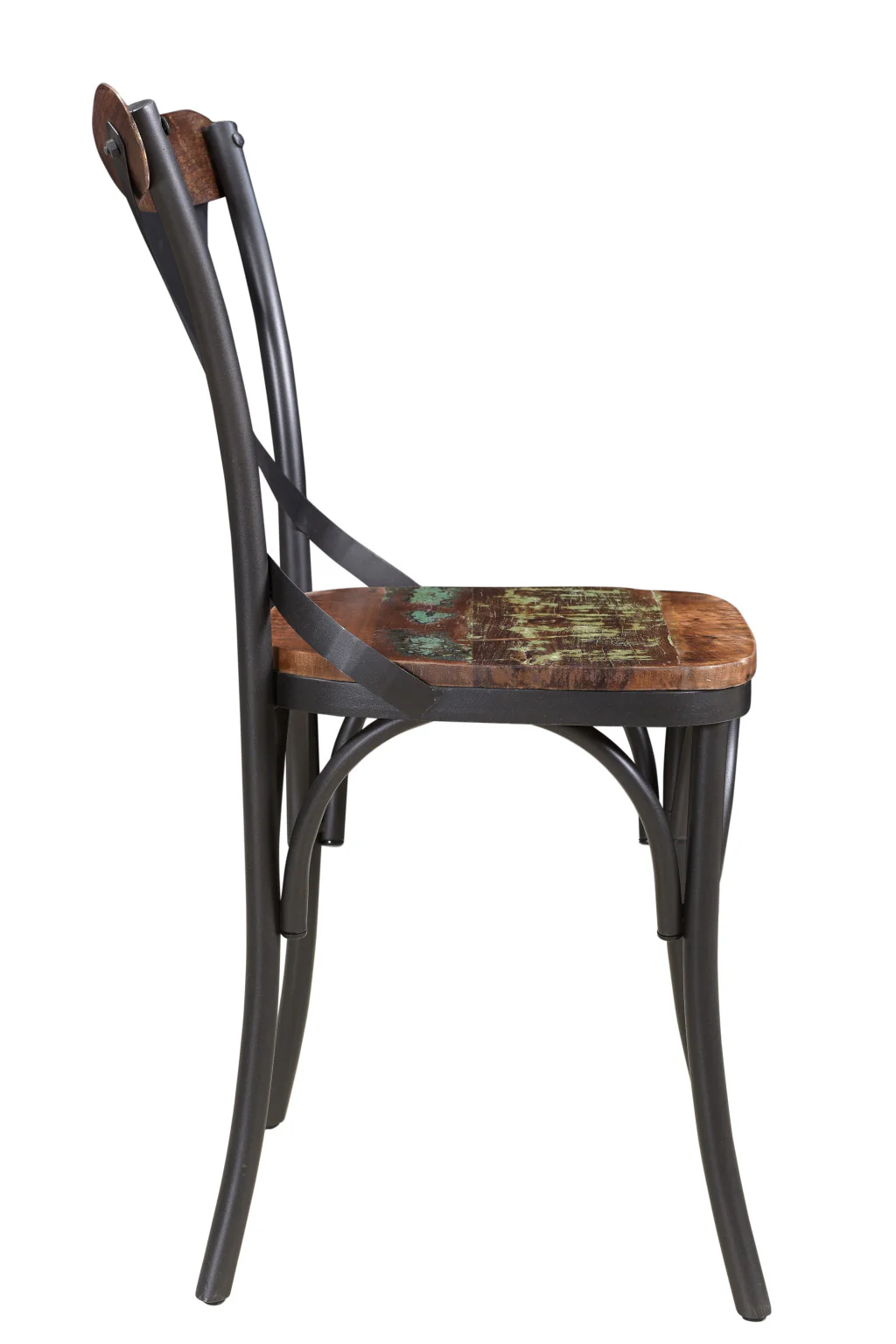 Set of Two Brown And Black Metal And Wood Cross Back Dining Side Chairs By Homeroots - Image 3