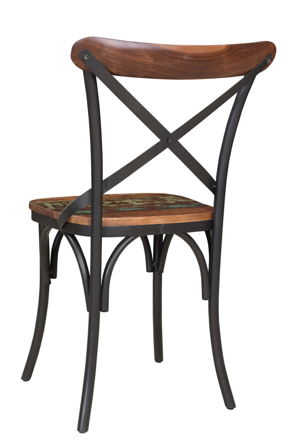 Set of Two Brown And Black Metal And Wood Cross Back Dining Side Chairs By Homeroots - Image 4