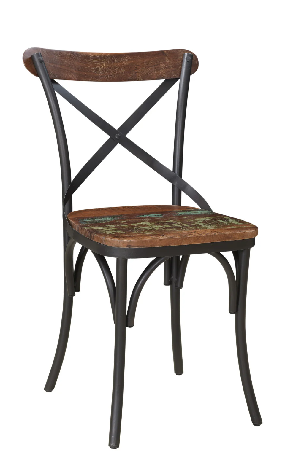 Set of Two Brown And Black Metal And Wood Cross Back Dining Side Chairs By Homeroots - Image 8