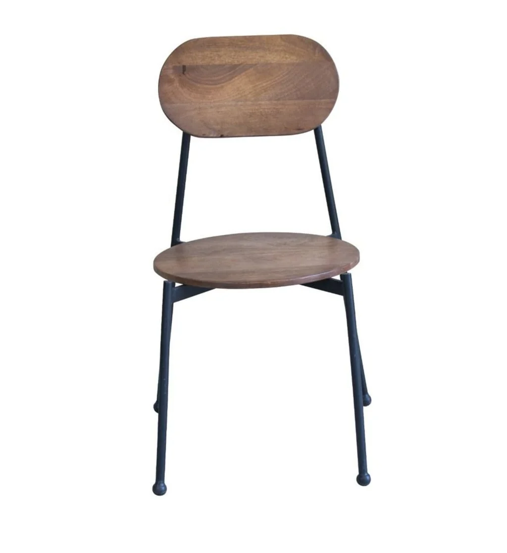 Set of Two Brown And Black Metal and Wood King Louis Back Dining Side Chairs By Homeroots - Image 2
