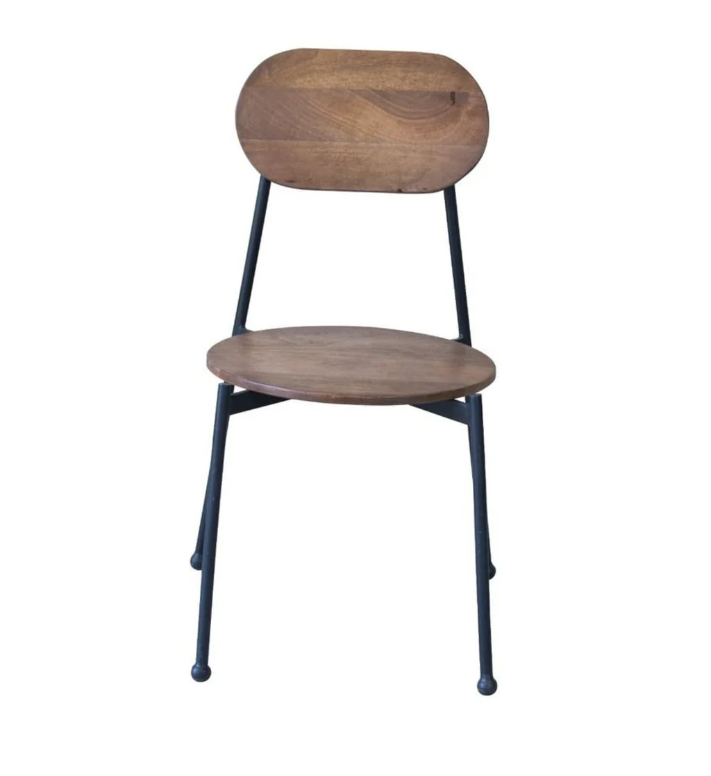 Set of Two Brown And Black Metal and Wood King Louis Back Dining Side Chairs By Homeroots - Image 4