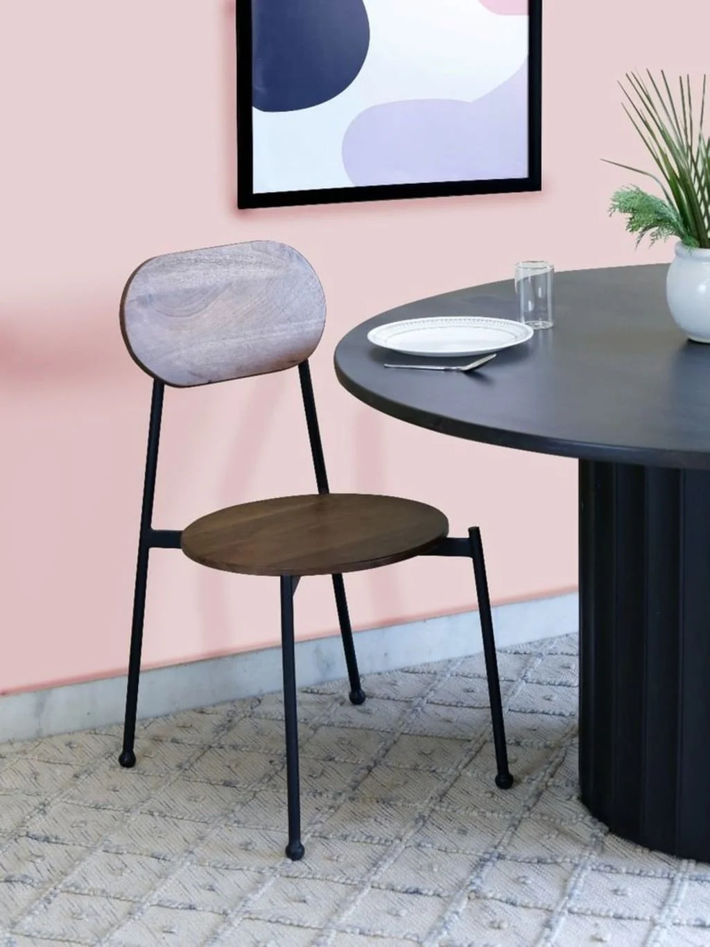 Set of Two Brown And Black Metal and Wood King Louis Back Dining Side Chairs By Homeroots - Image 5
