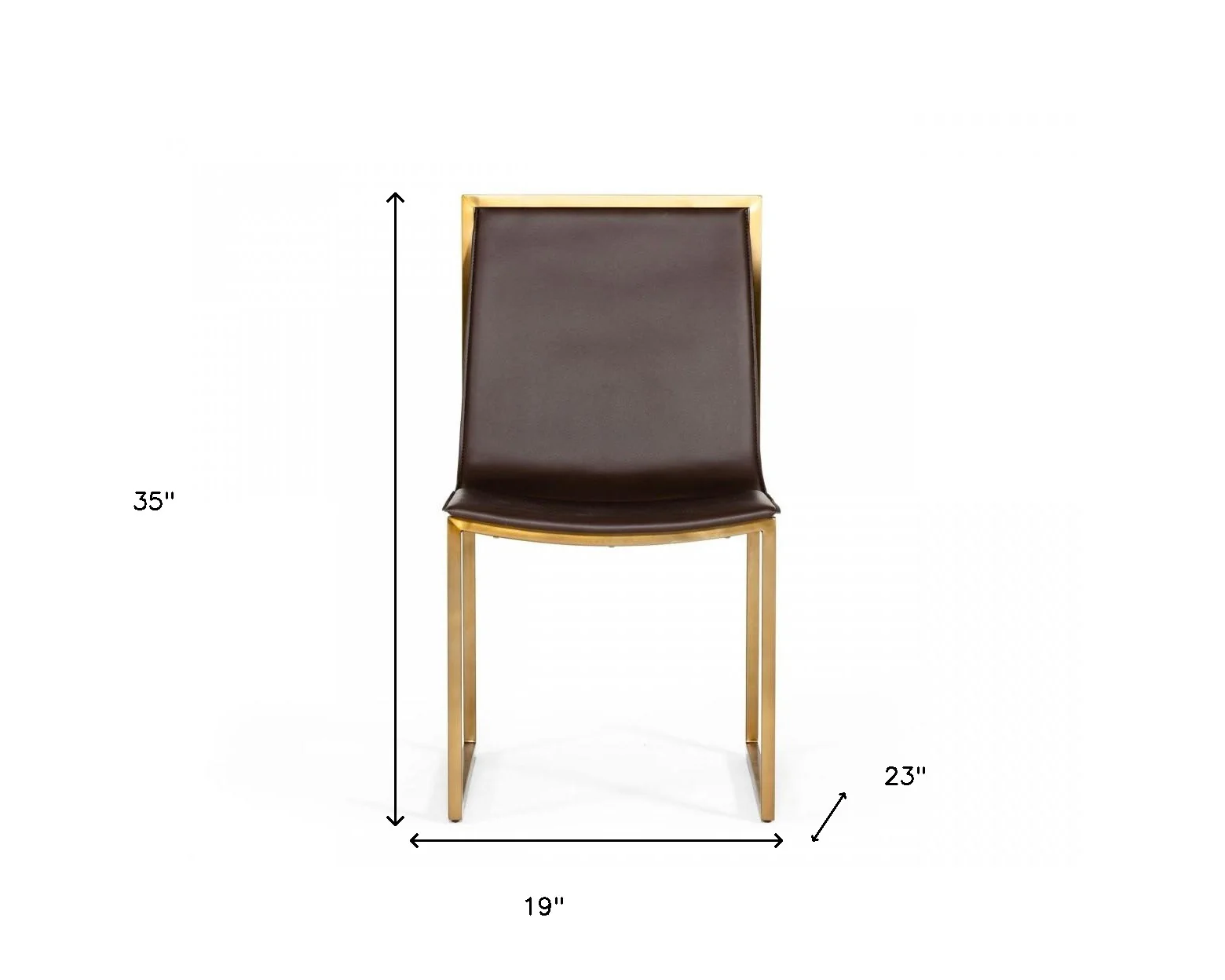 Set of Two Brown And Brass Upholstered Faux Leather Dining Side Chairs By Homeroots - Image 7