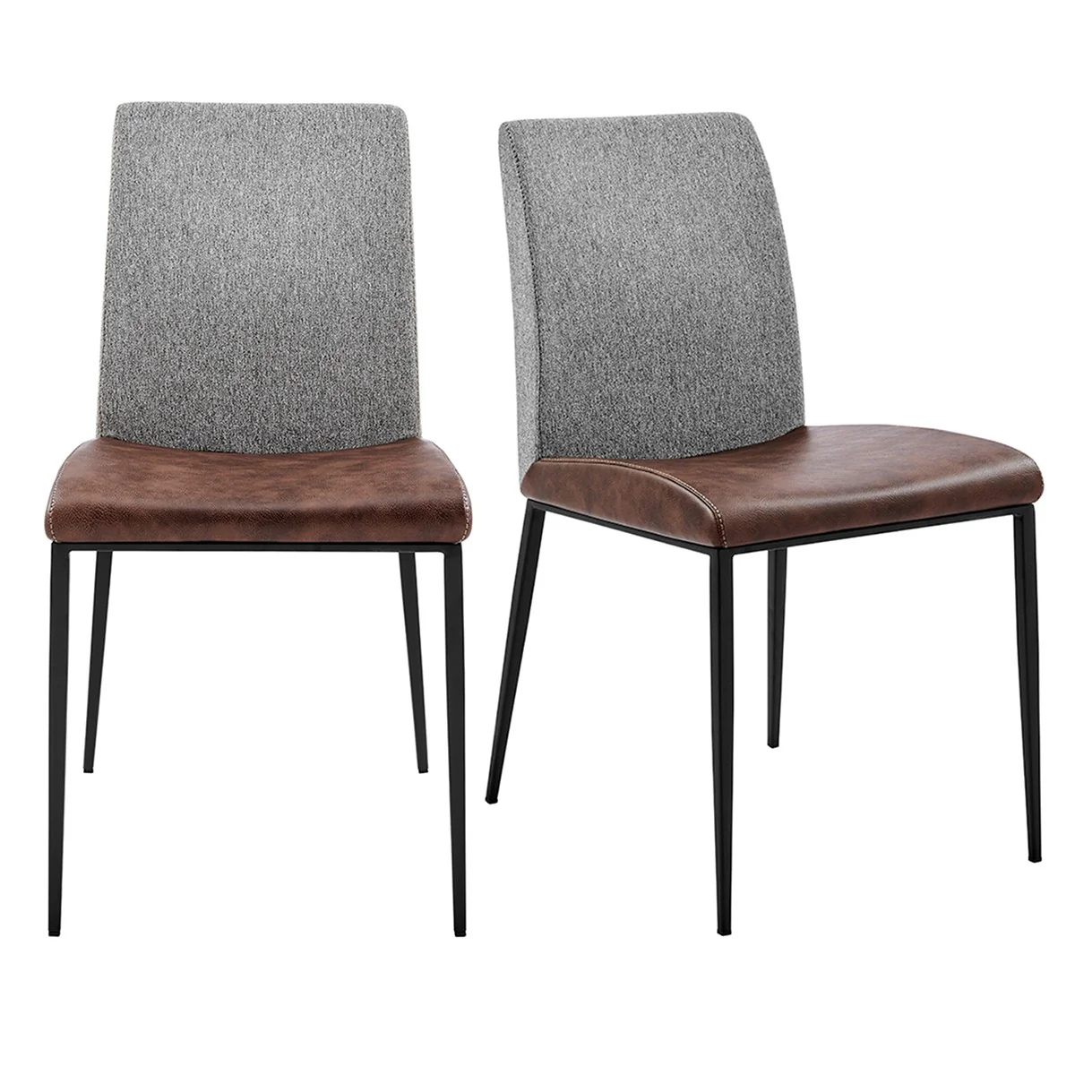 Set of Two Brown and Light Gray Stainless Steel Chairs By Homeroots - Image 7