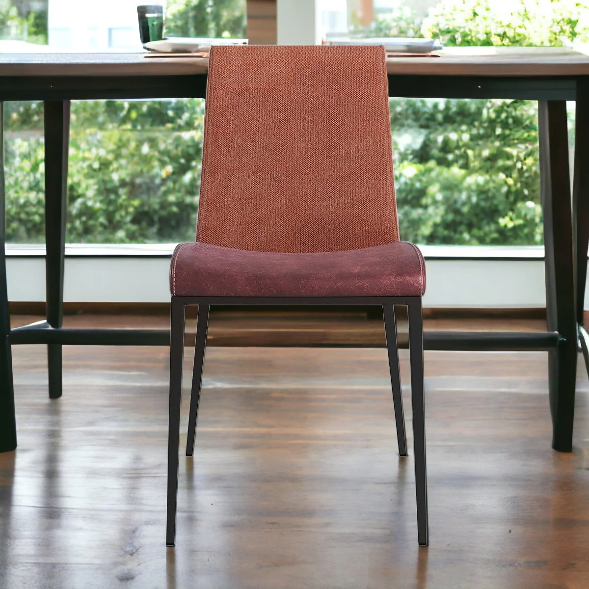 Set of Two Brown and Rust Stainless Steel Chairs By Homeroots - Image 2