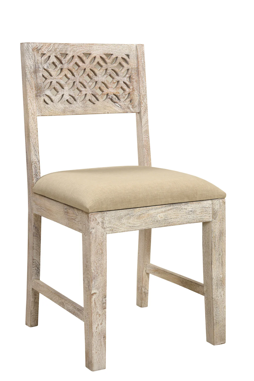 Set of Two Brown And White Upholstered Fabric Carved Back Dining Side Chairs By Homeroots - Image 8