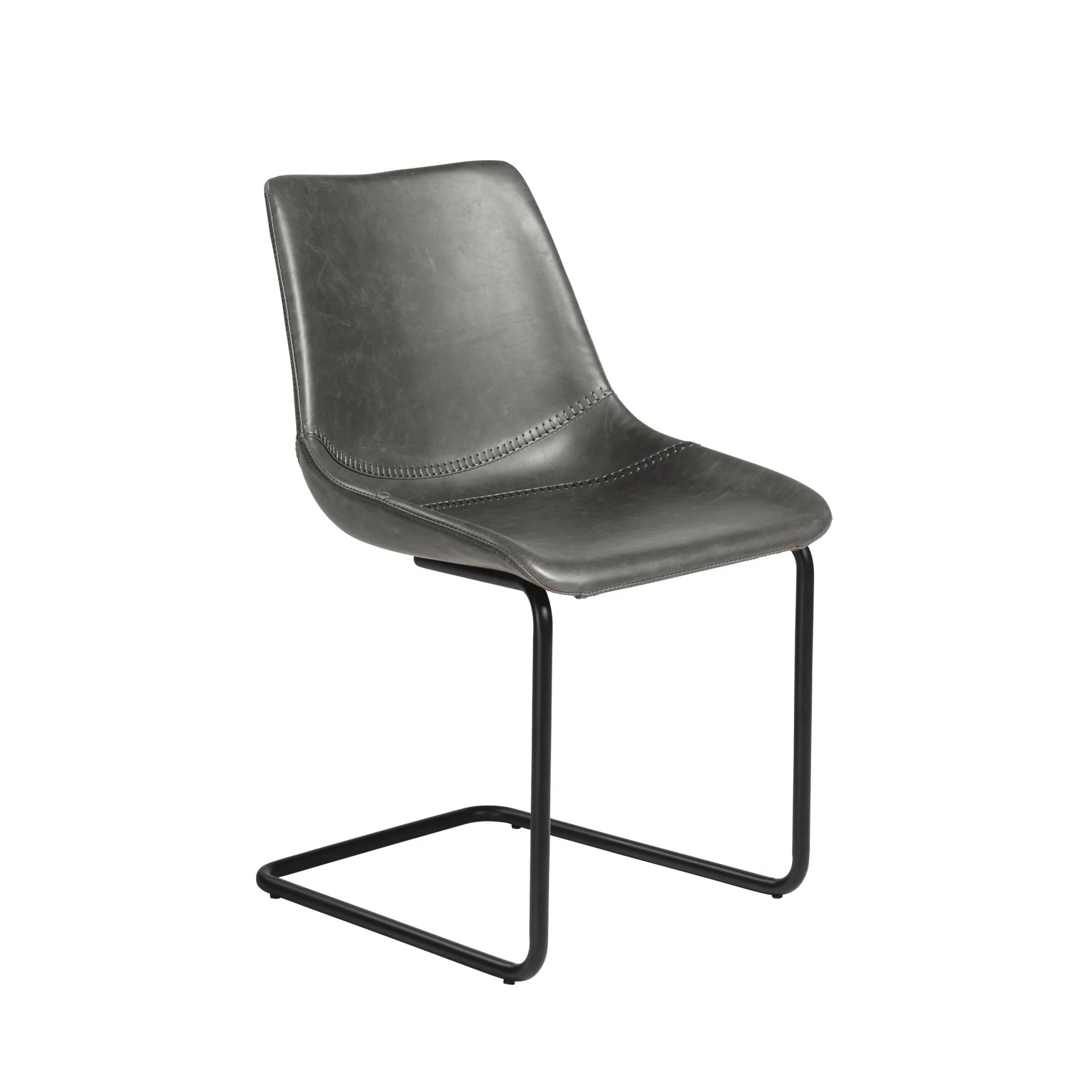 Set Of Two Brown Faux Faux Leather Black Cantilever Chairs By Homeroots - Image 10