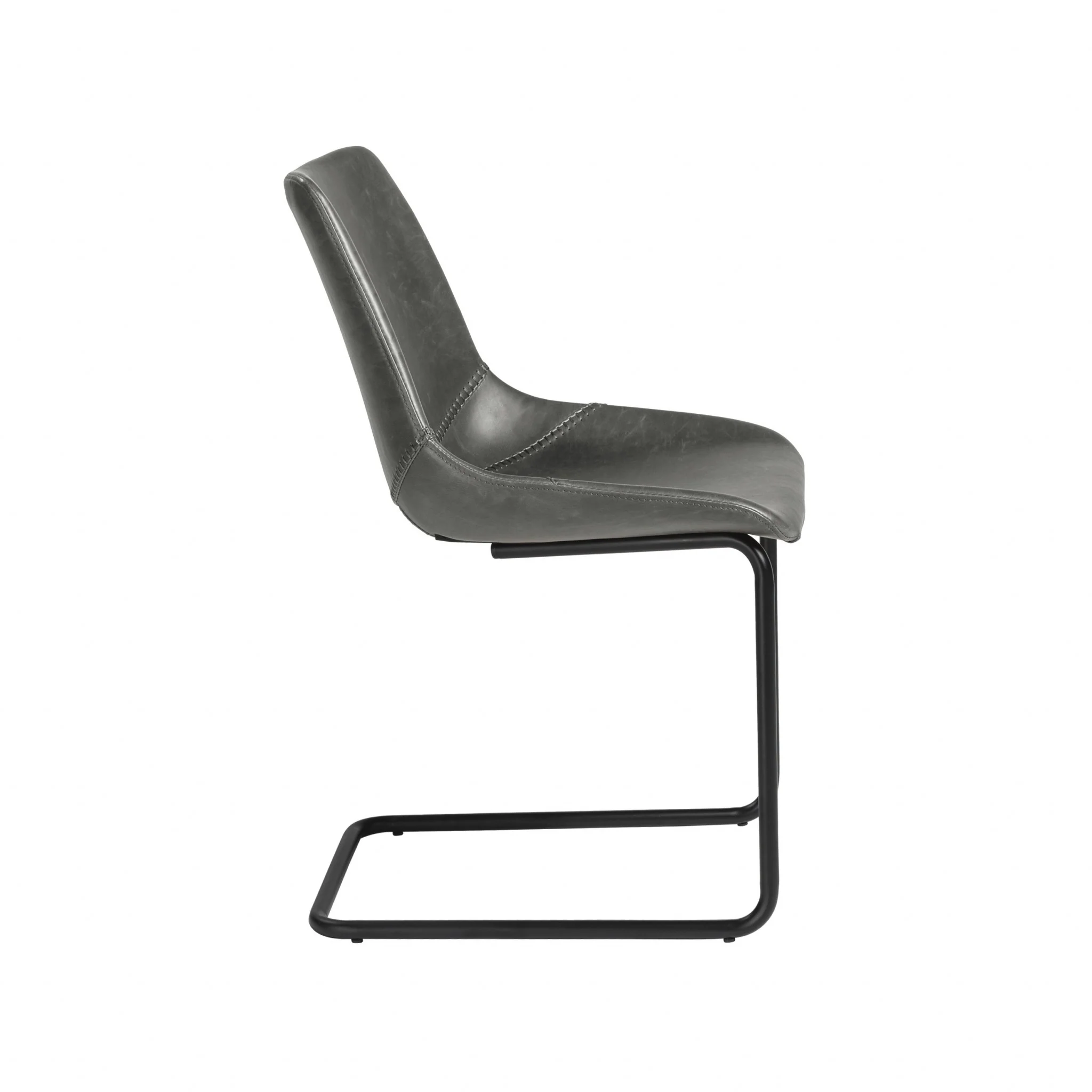 Set Of Two Brown Faux Faux Leather Black Cantilever Chairs By Homeroots - Image 11