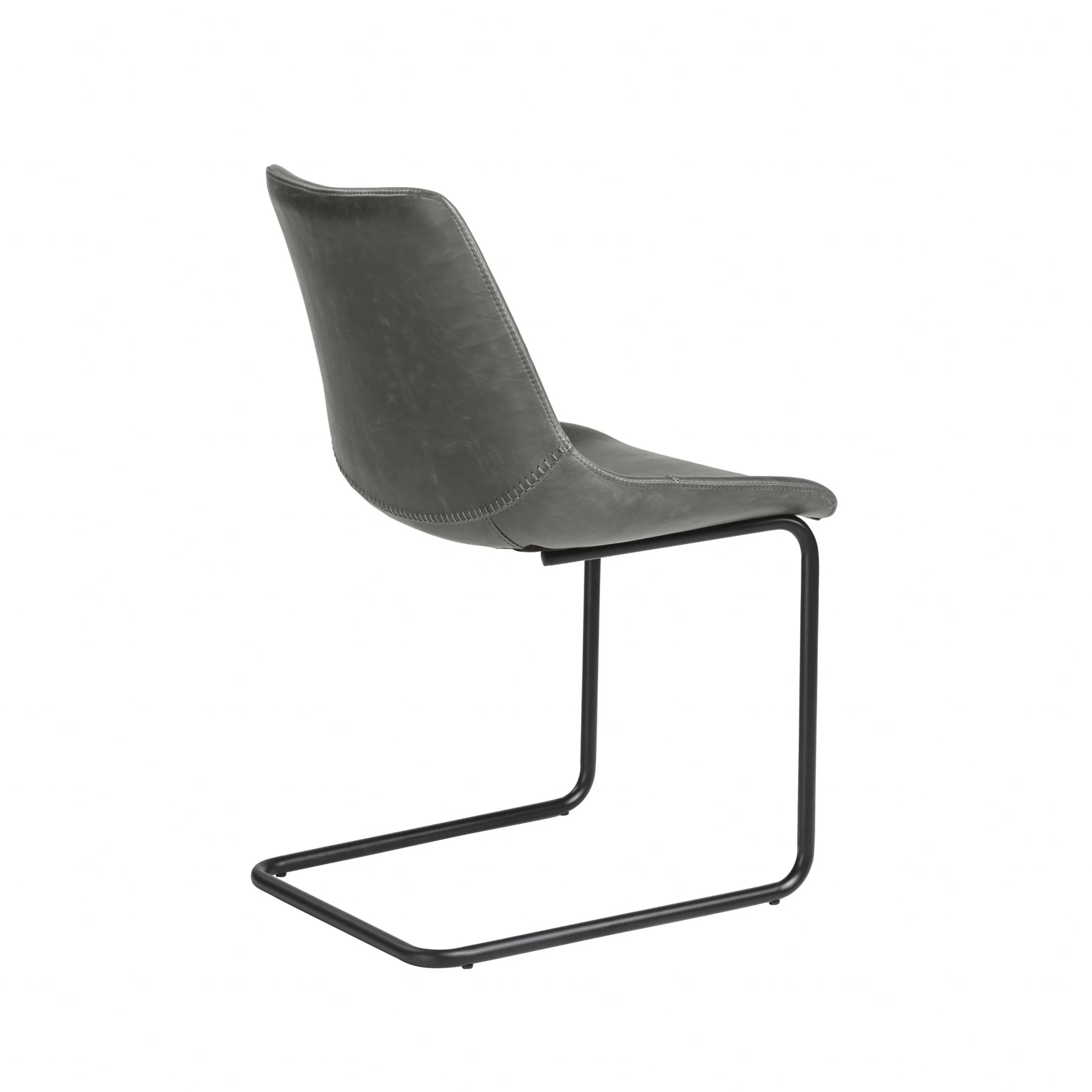 Set Of Two Brown Faux Faux Leather Black Cantilever Chairs By Homeroots - Image 12