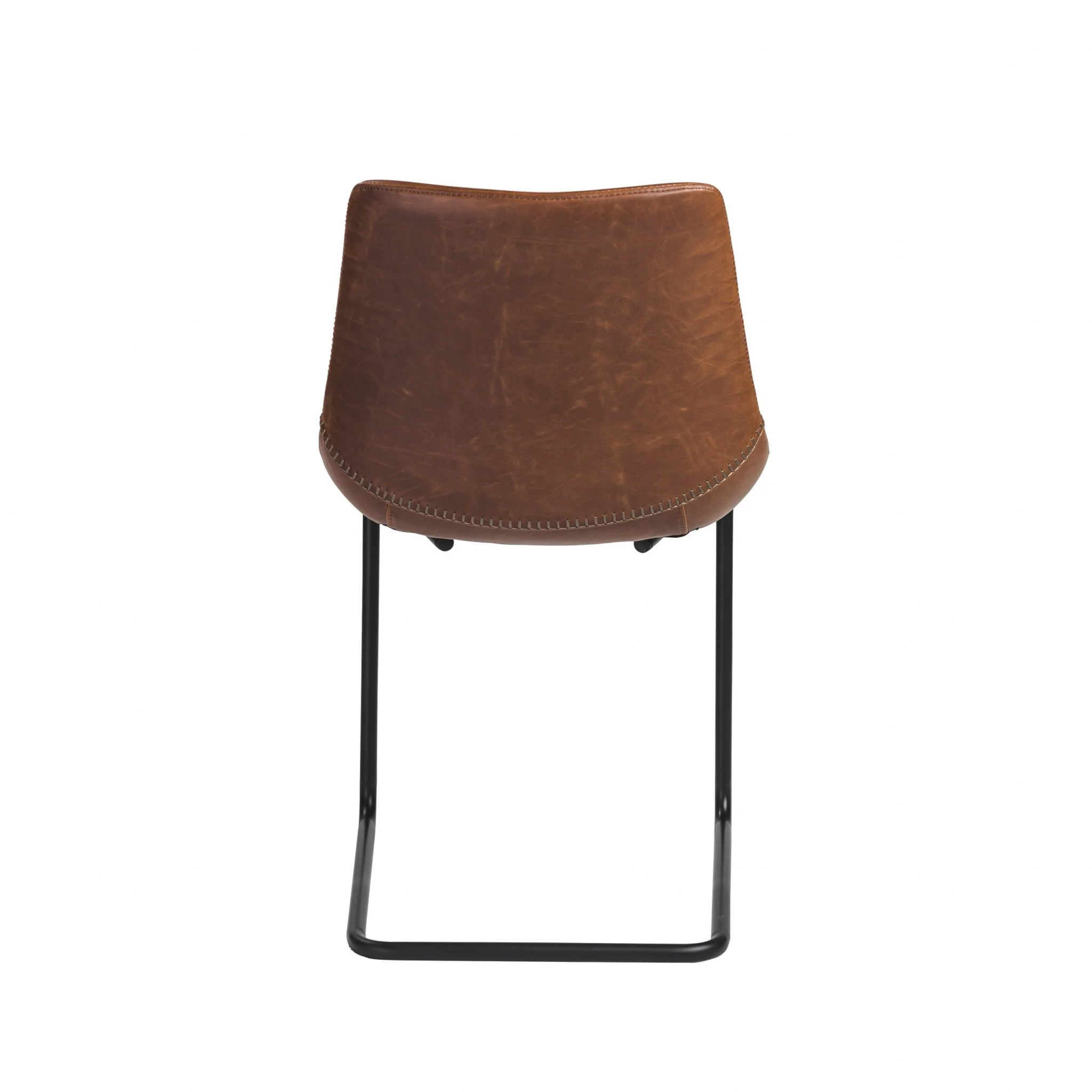 Set Of Two Brown Faux Faux Leather Black Cantilever Chairs By Homeroots - Image 5