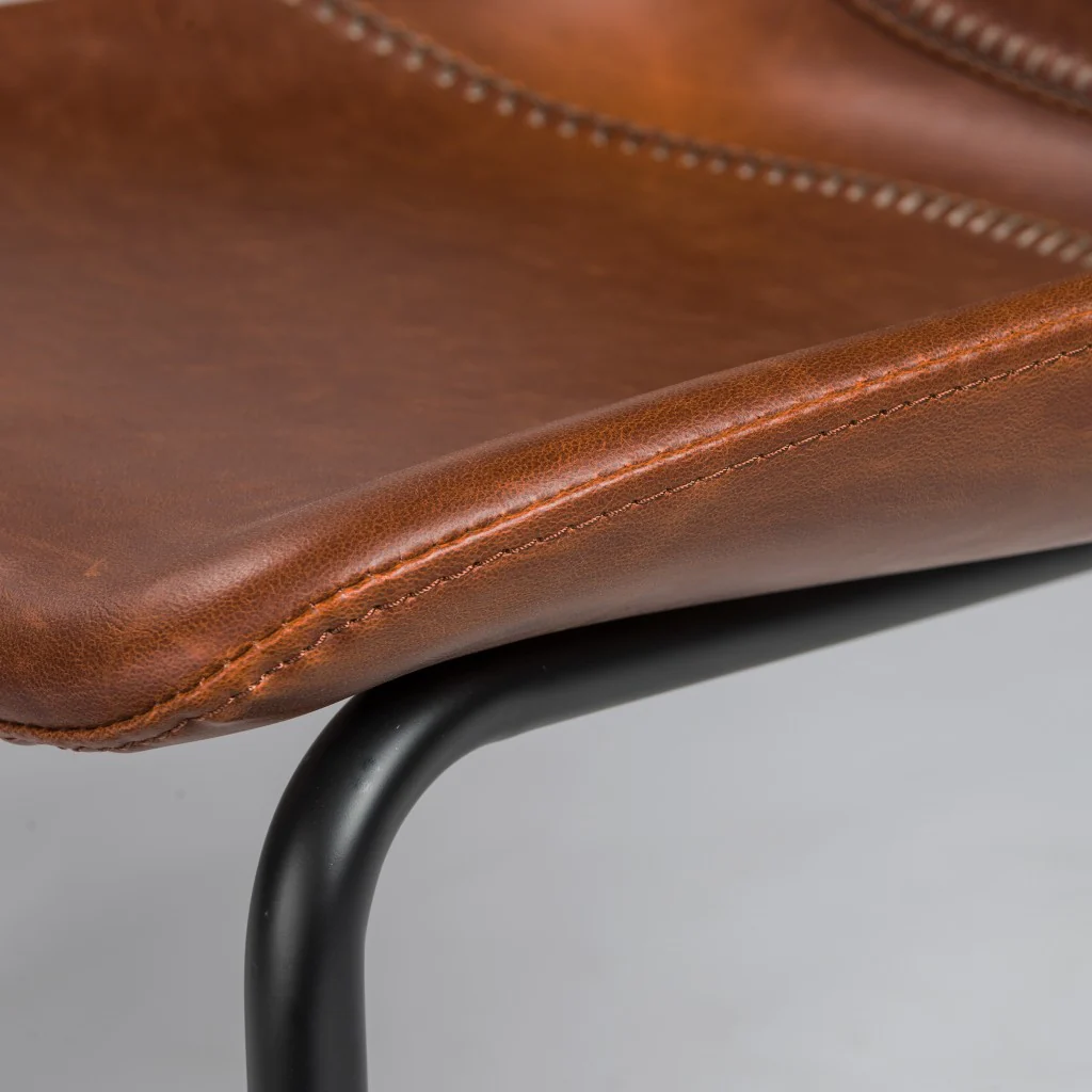 Set Of Two Brown Faux Faux Leather Black Cantilever Chairs By Homeroots - Image 6