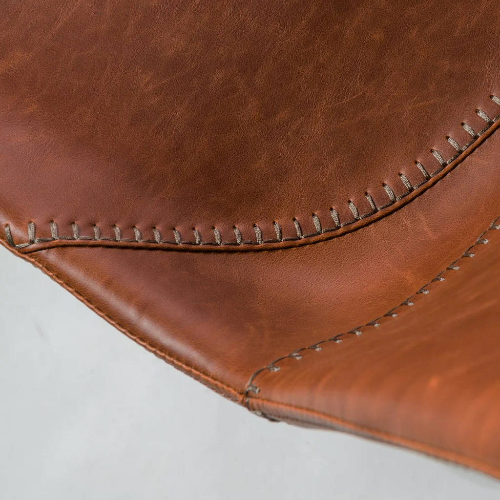 Set Of Two Brown Faux Faux Leather Black Cantilever Chairs By Homeroots - Image 7