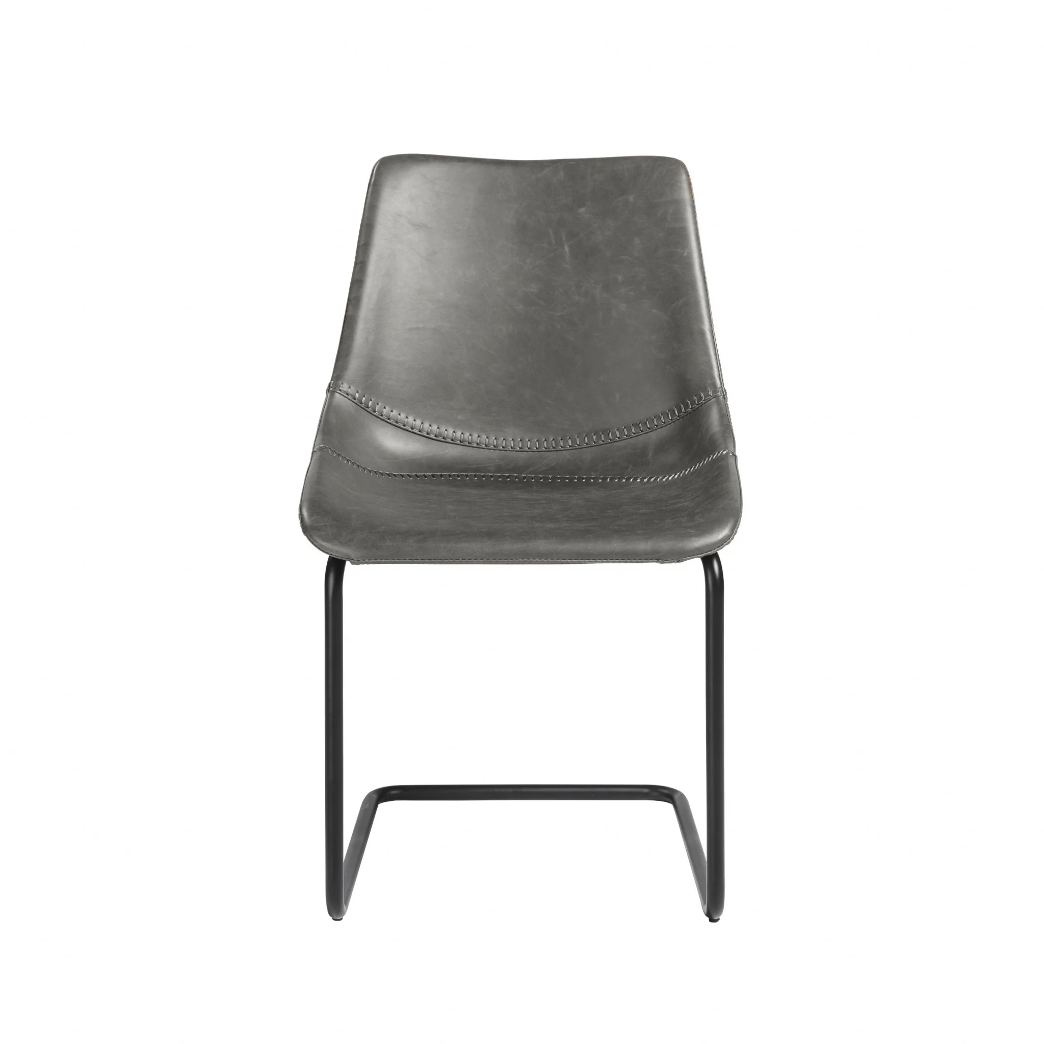 Set Of Two Brown Faux Faux Leather Black Cantilever Chairs By Homeroots - Image 9