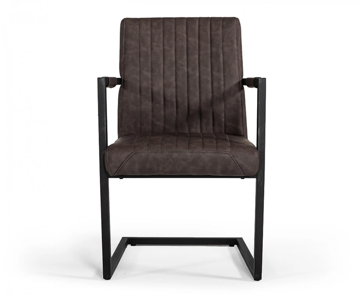 Set of Two Brown Faux Leather Dining Chairs By Homeroots - Image 2