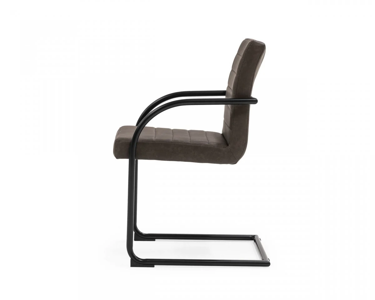 Set of Two Brown Faux Leather Industrial Dining Chairs By Homeroots - Image 3