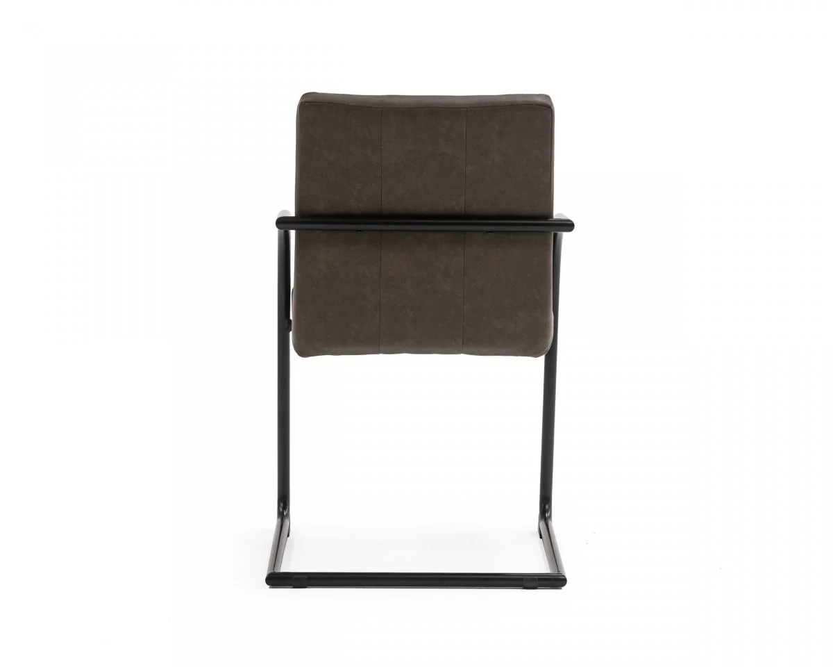 Set of Two Brown Faux Leather Industrial Dining Chairs By Homeroots - Image 4