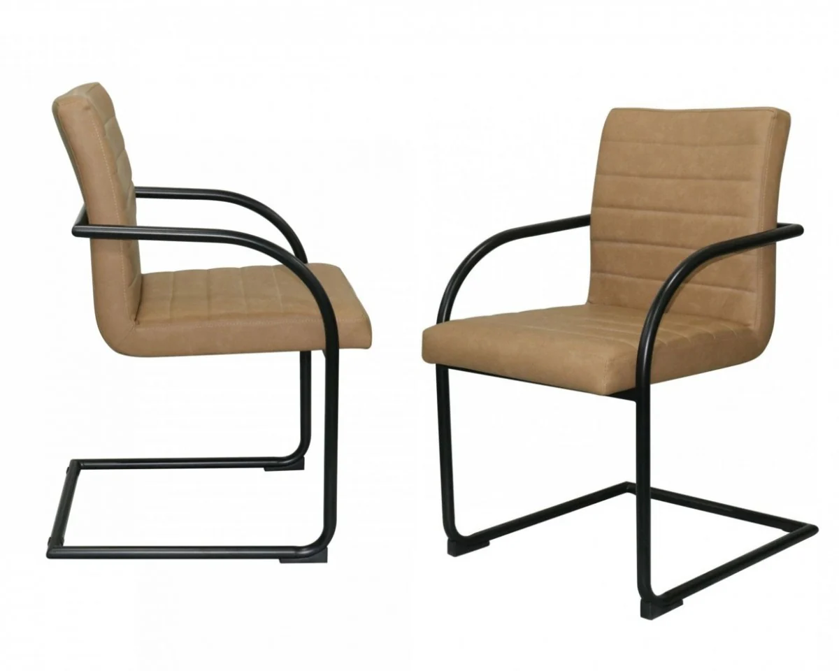 Set of Two Brown Faux Leather Industrial Dining Chairs By Homeroots - Image 6