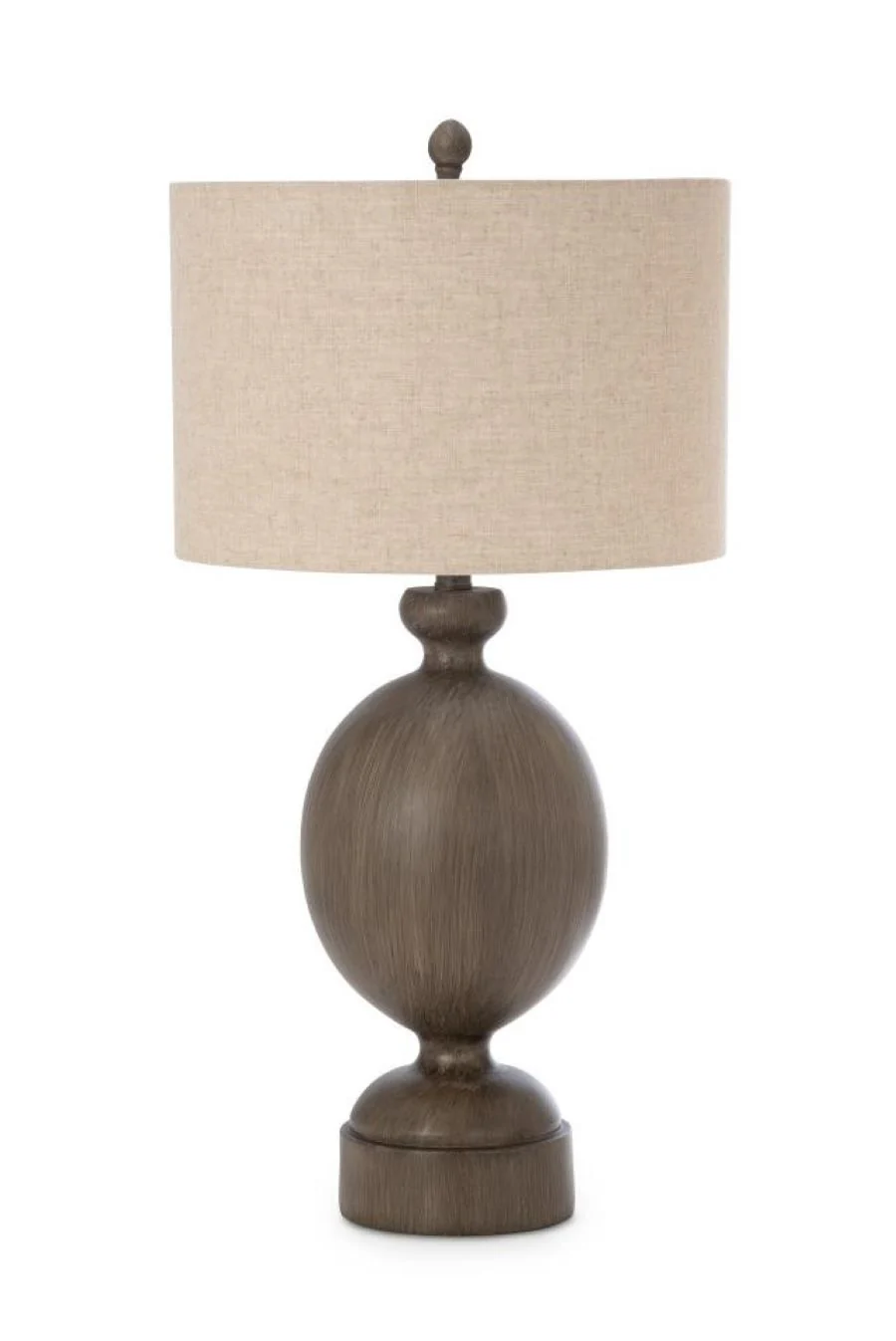 Set of Two Brown Geometric Table Lamps With Beige Drum Shade By Homeroots - Image 2