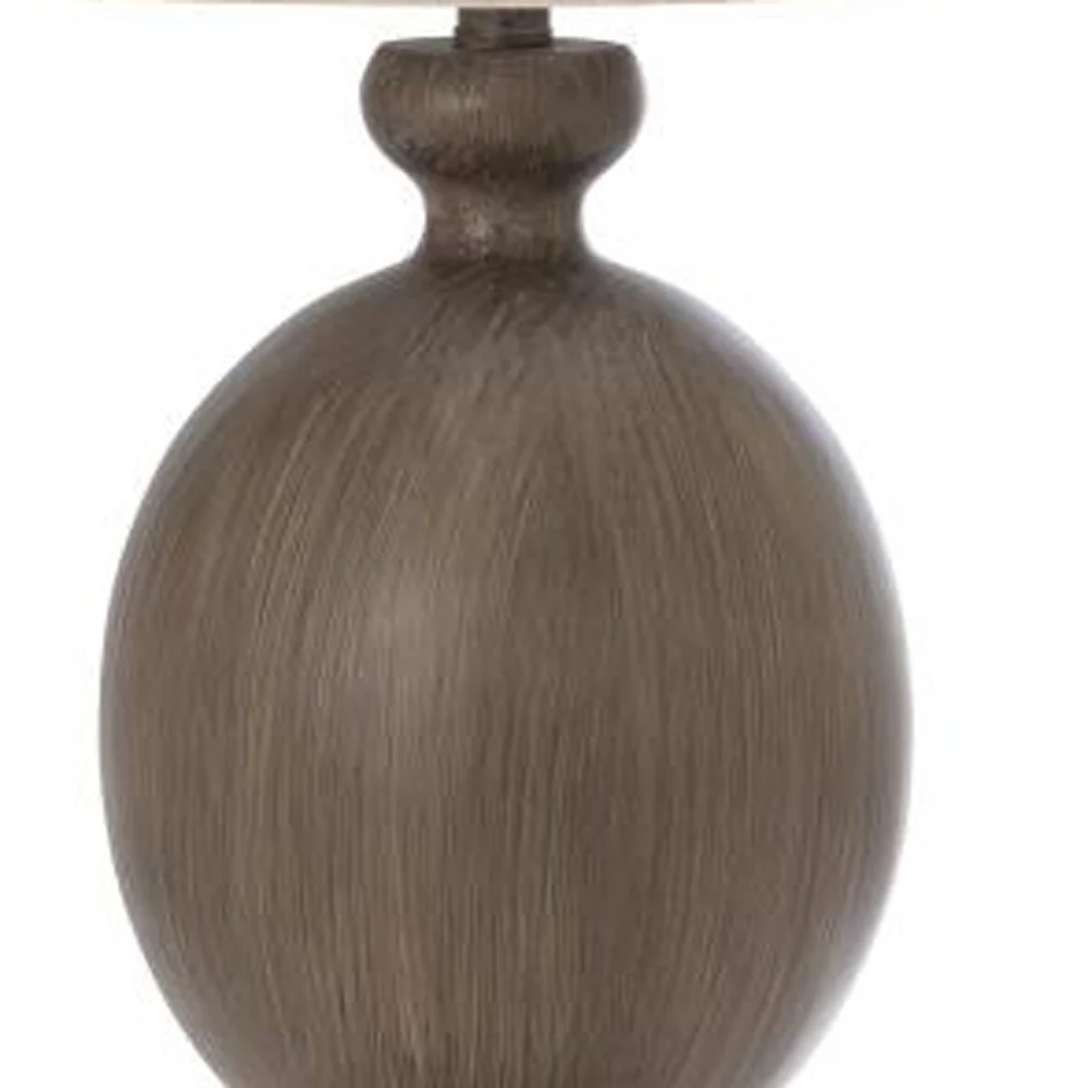 Set of Two Brown Geometric Table Lamps With Beige Drum Shade By Homeroots - Image 5