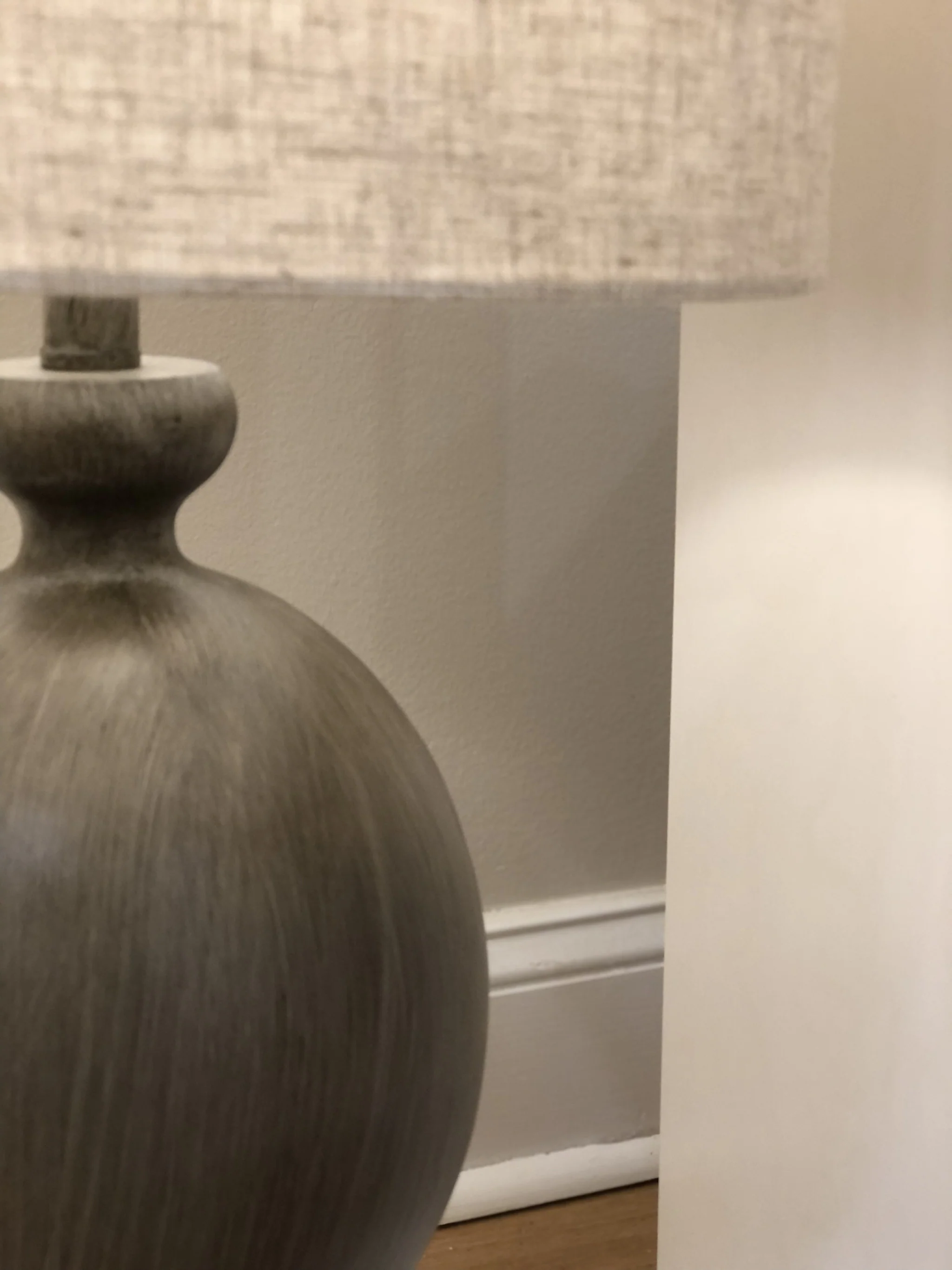 Set of Two Brown Geometric Table Lamps With Beige Drum Shade By Homeroots - Image 8