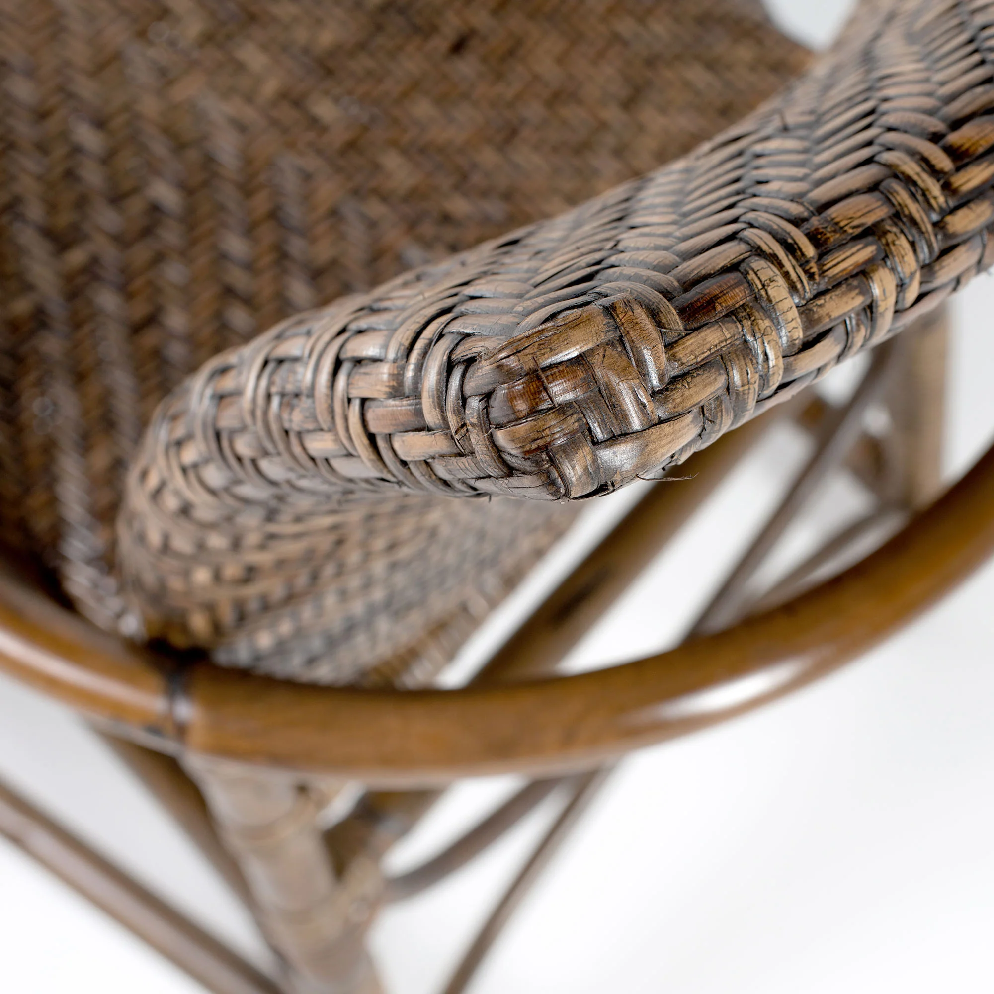 Set of Two Brown Rattan Open Back Dining Arm Chairs By Homeroots - Image 5