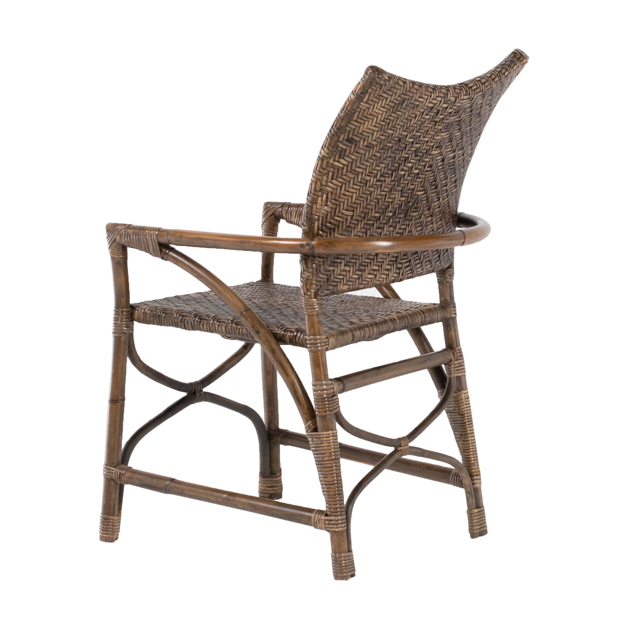 Set of Two Brown Rattan Open Back Dining Arm Chairs By Homeroots - Image 7